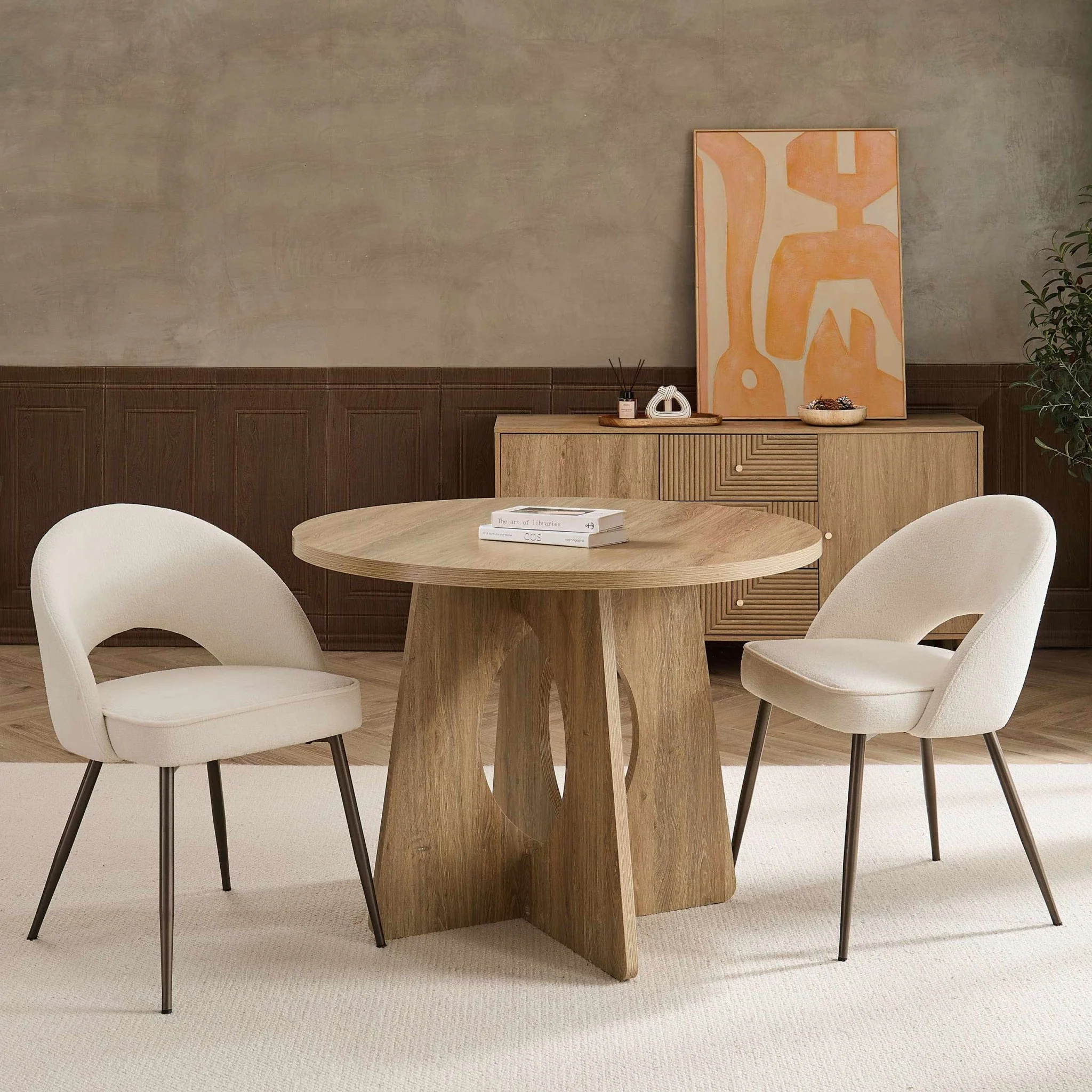Lola Set of 2 Dining Chairs - Teddy Cream