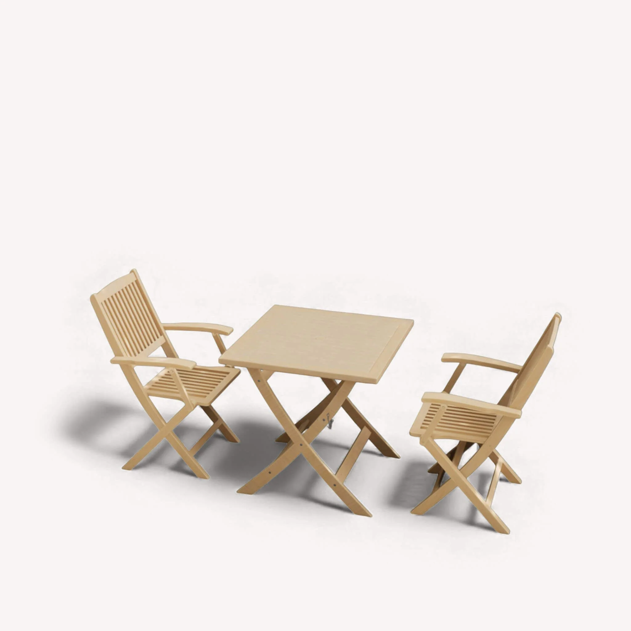 London Outdoor 2 Seater Square Folding Bistro Table and Chairs - Natural - Image 3