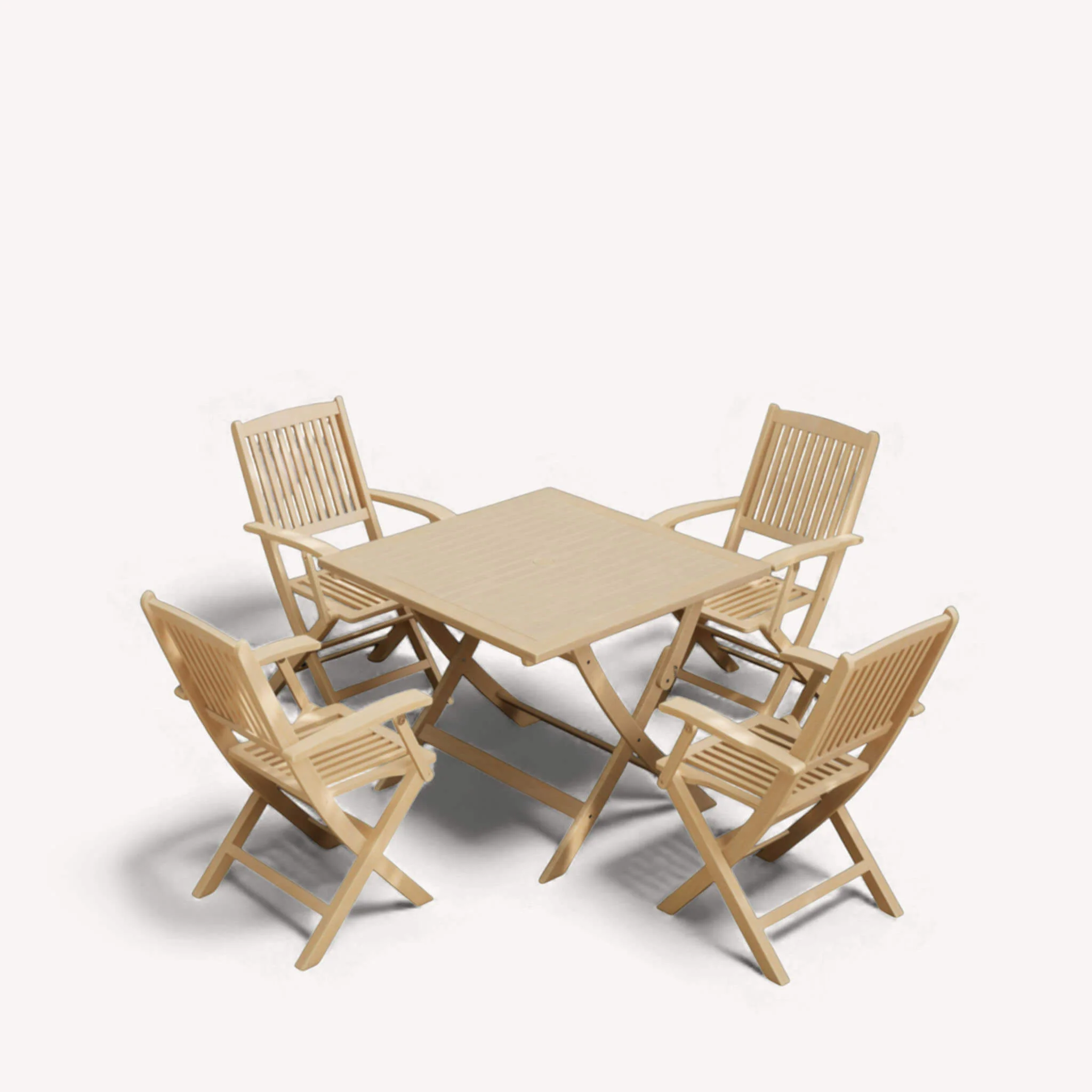 London Outdoor 4 Seater Square Folding Bistro Table and Chairs - Natural - Image 3