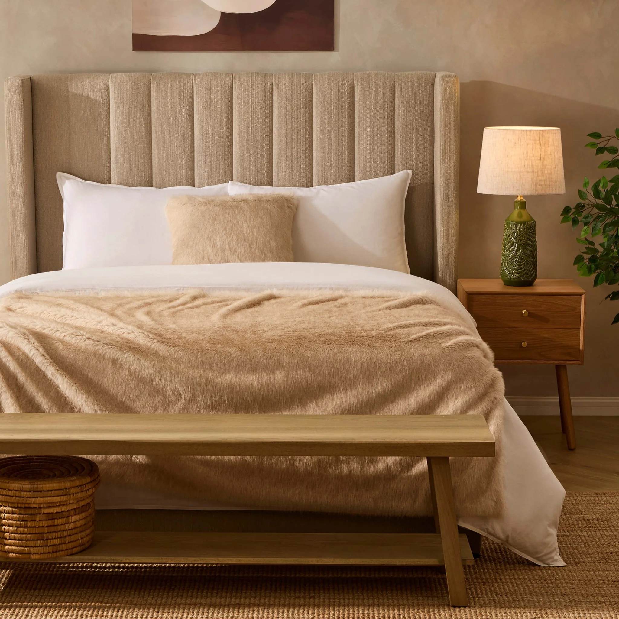 Long Faux Fur Cushion Cover - Natural - Image 4