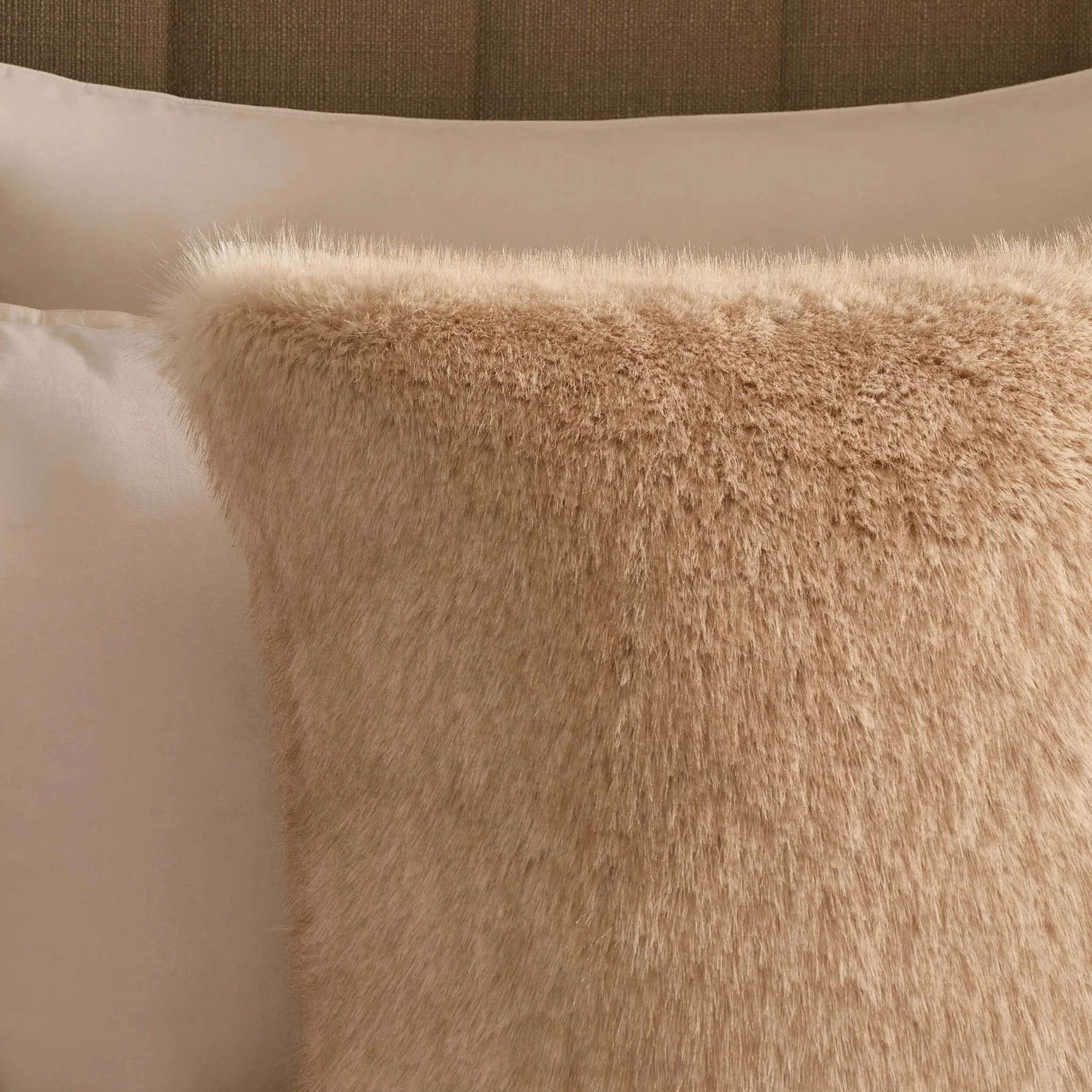 Long Faux Fur Cushion Cover - Natural - Image 2