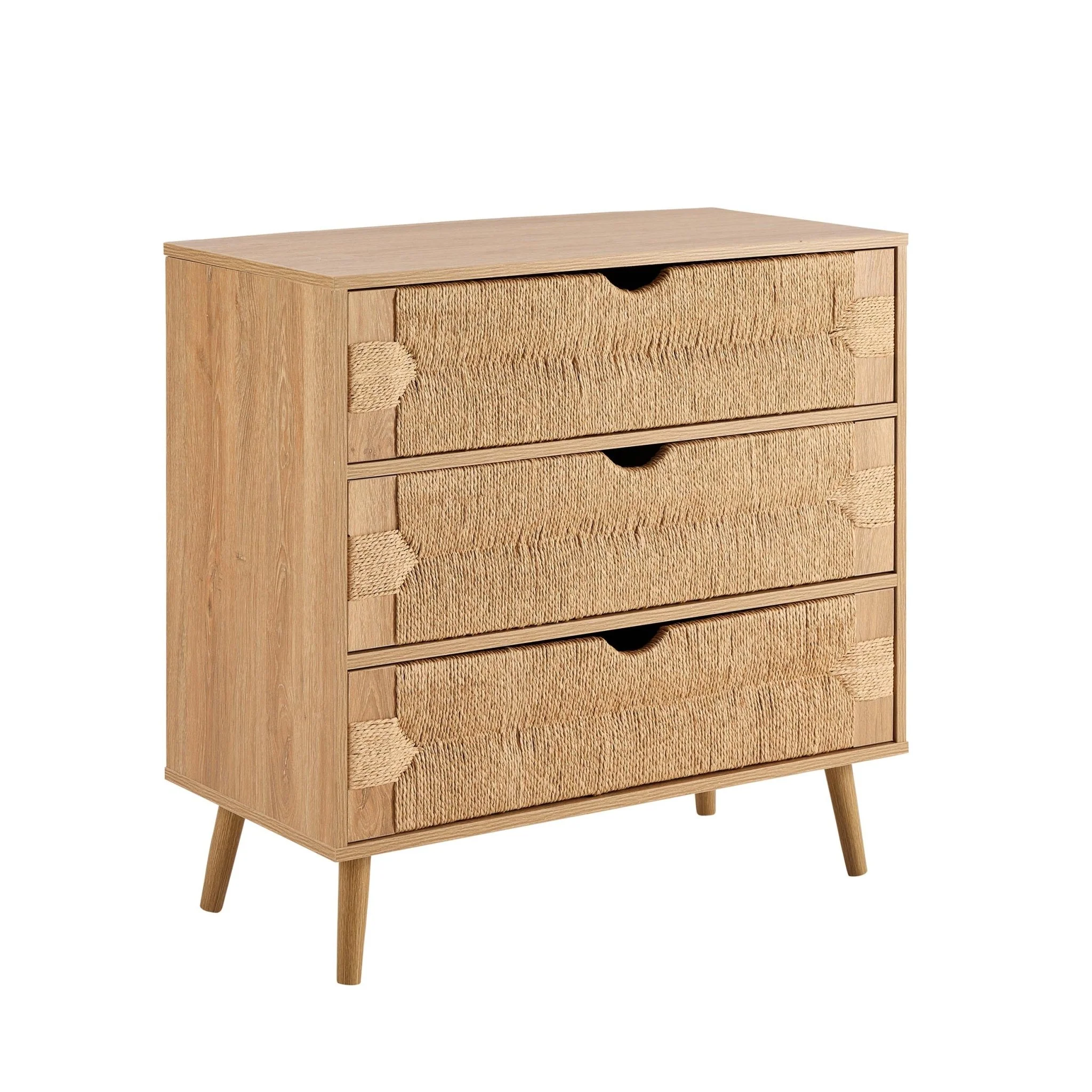 Lottie Woven 3 Drawer Chest - Light Wood - Image 3