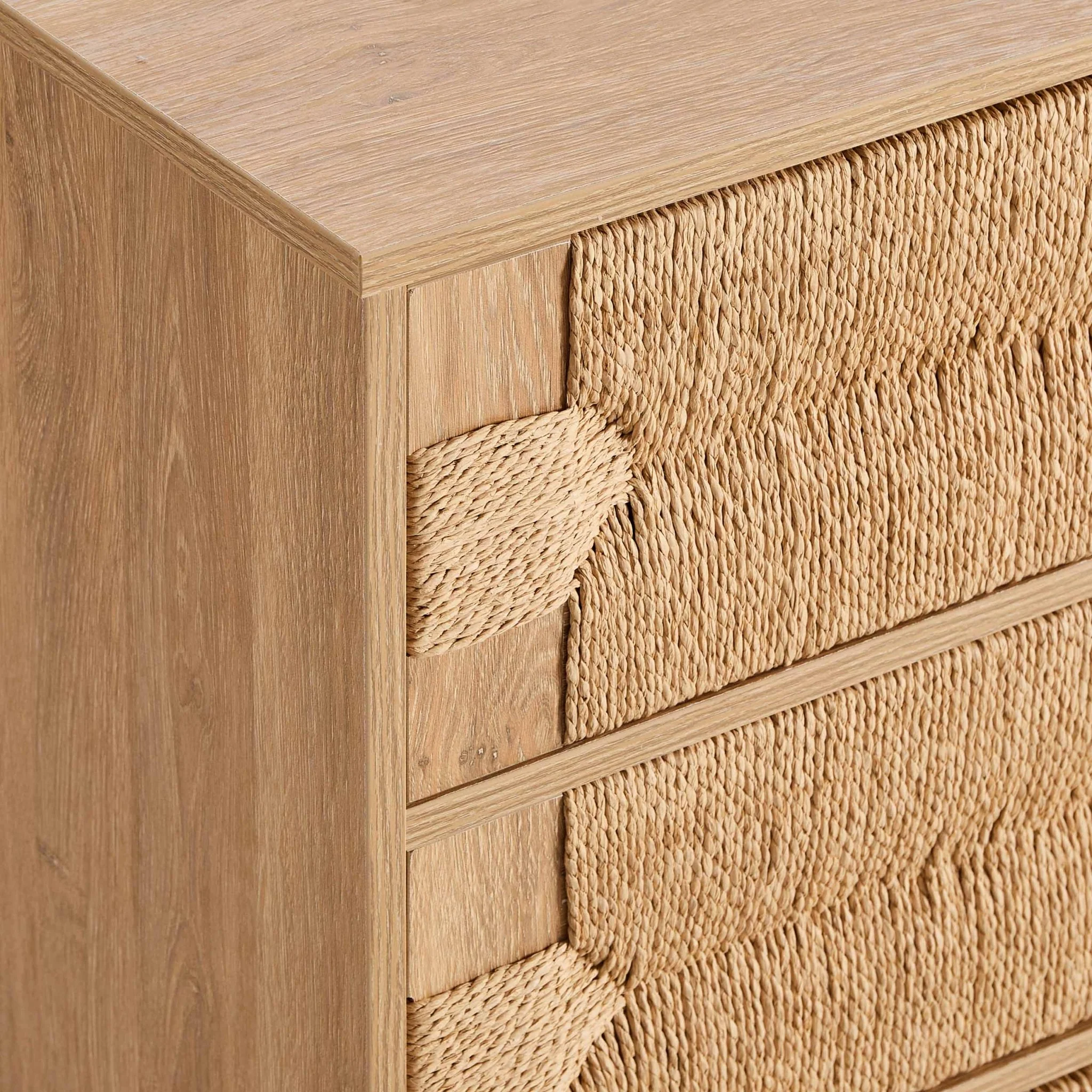 Lottie Woven 3 Drawer Chest - Light Wood - Image 6