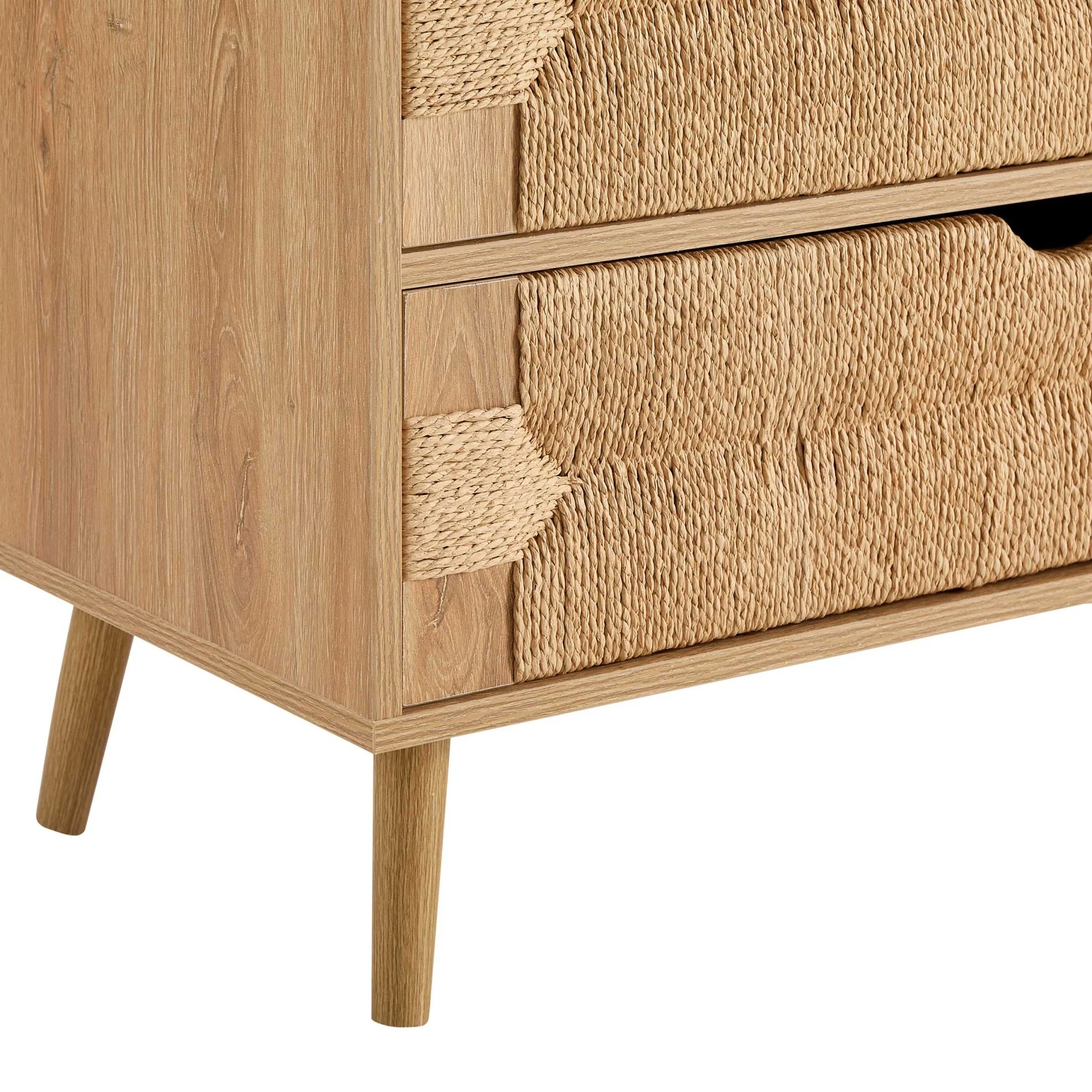 Lottie Woven 3 Drawer Chest - Light Wood - Image 7