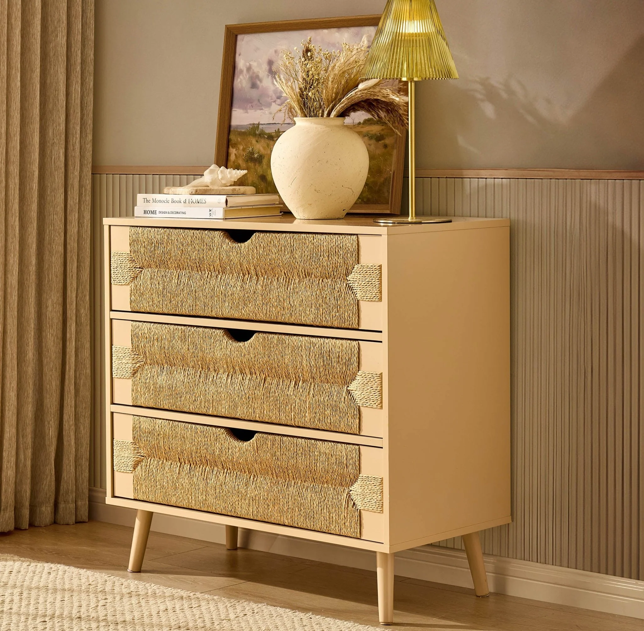 Lottie Woven 3 Drawer Chest - Sand - Image 2