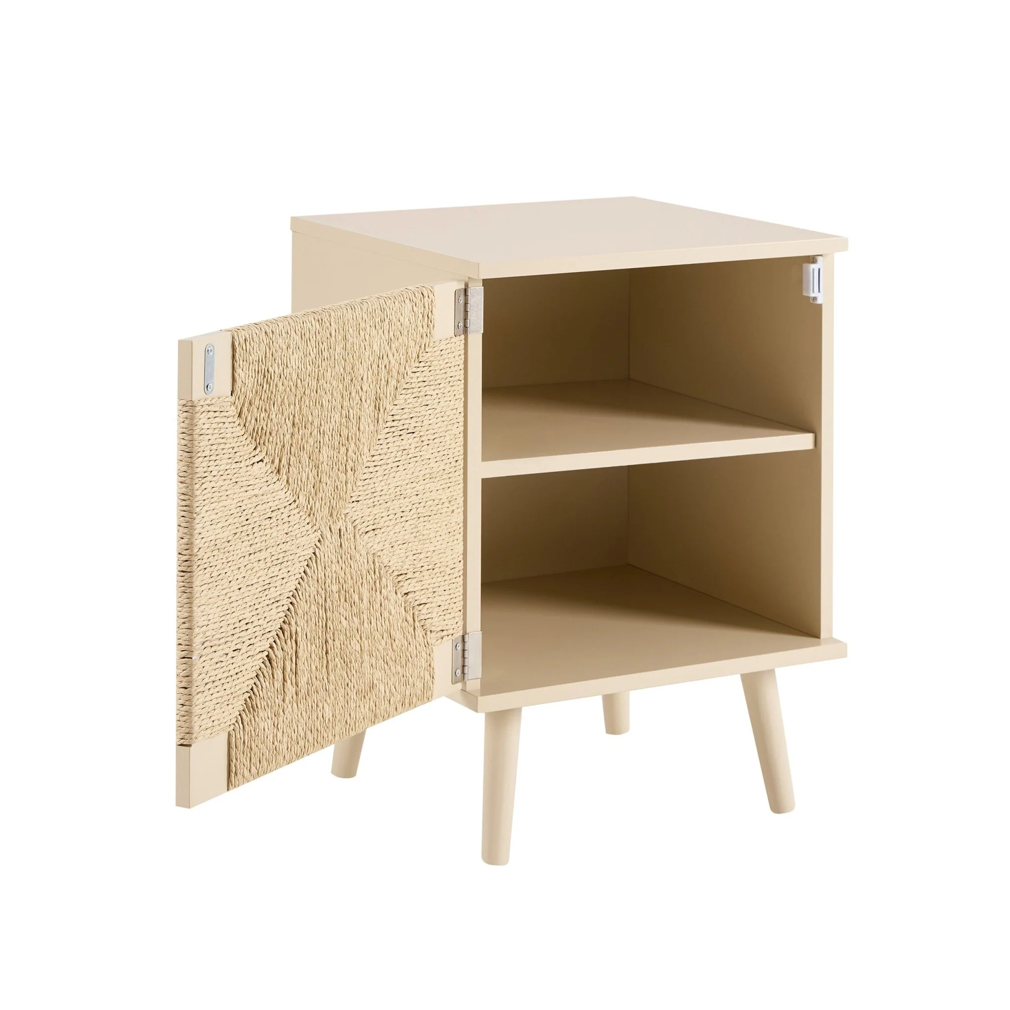 Lottie Woven Bedside Table with Door - Sand - Image 5