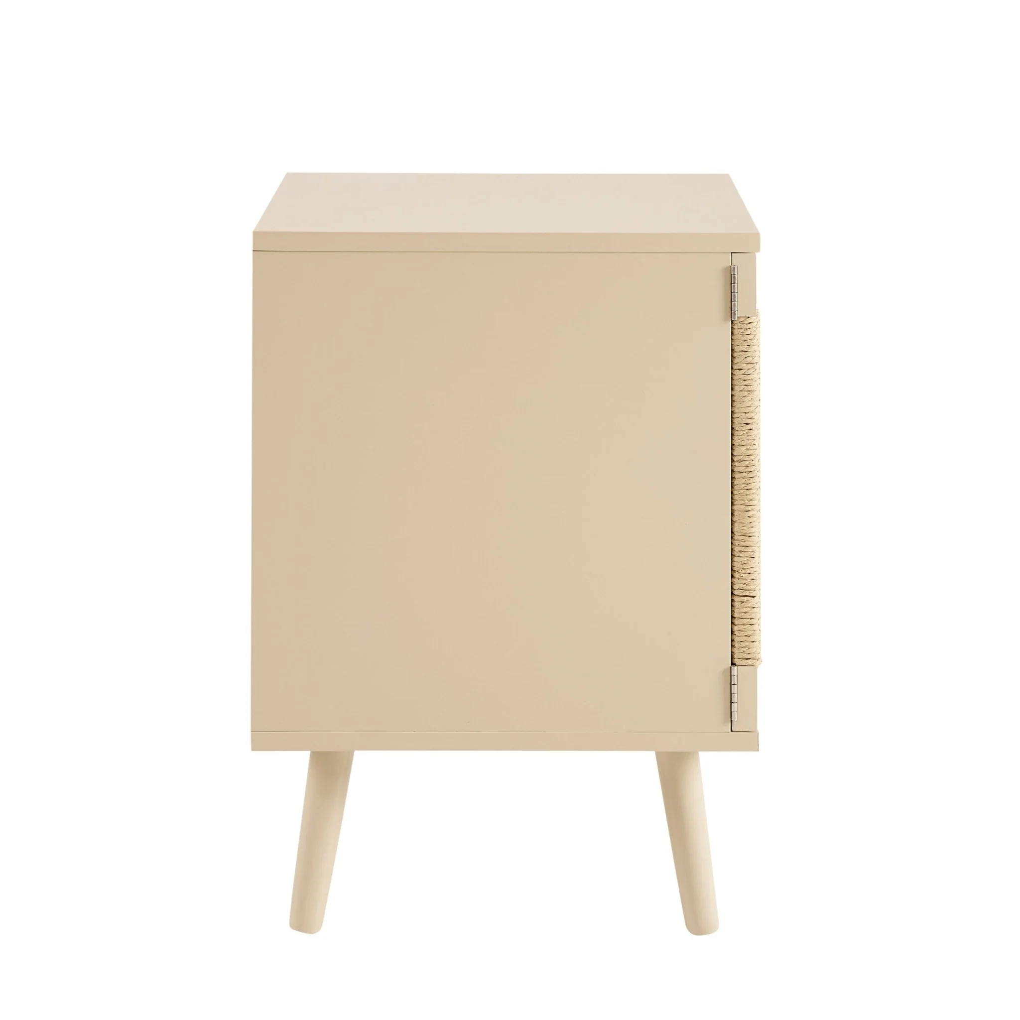 Lottie Woven Bedside Table with Door - Sand - Image 6