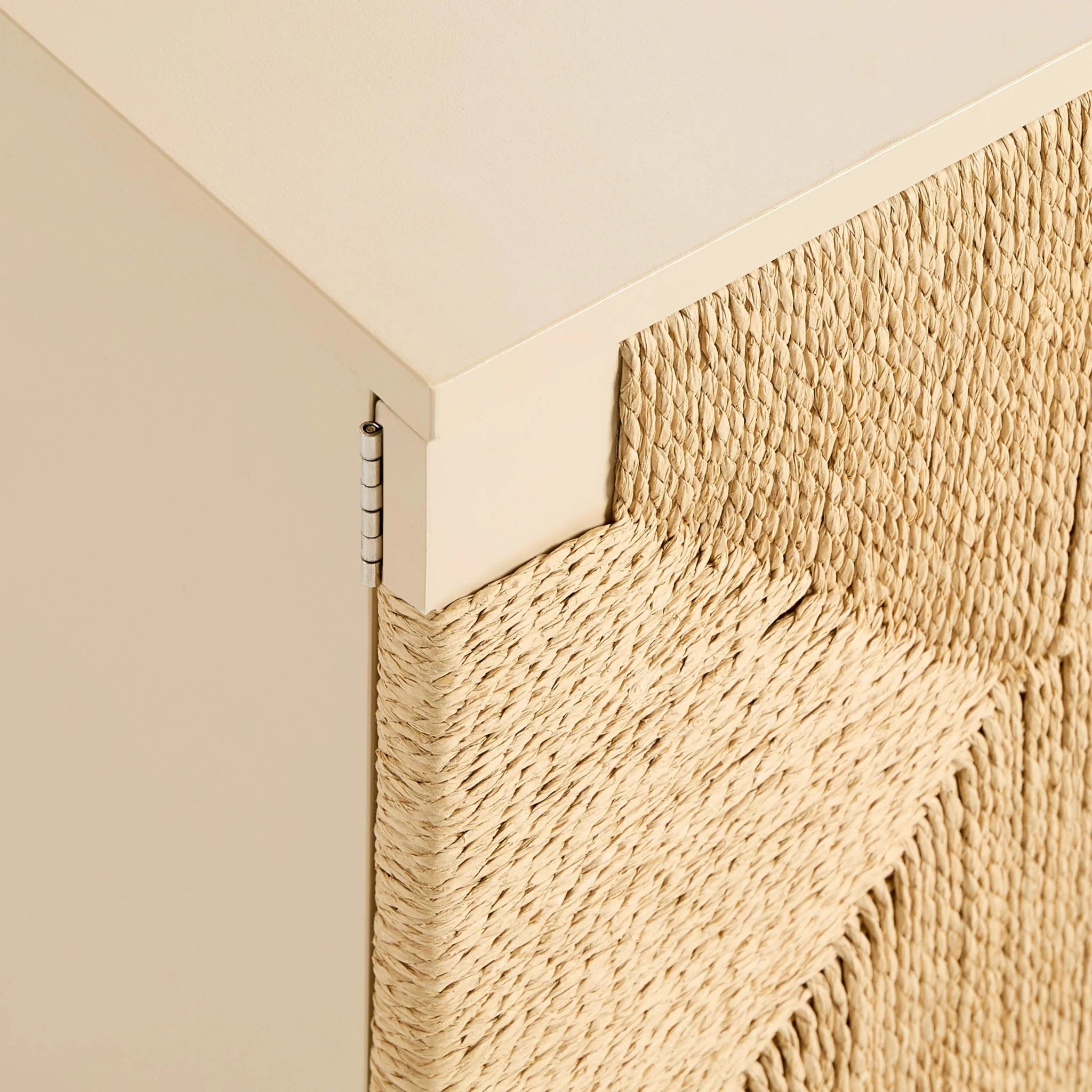 Lottie Woven Bedside Table with Door - Sand - Image 7