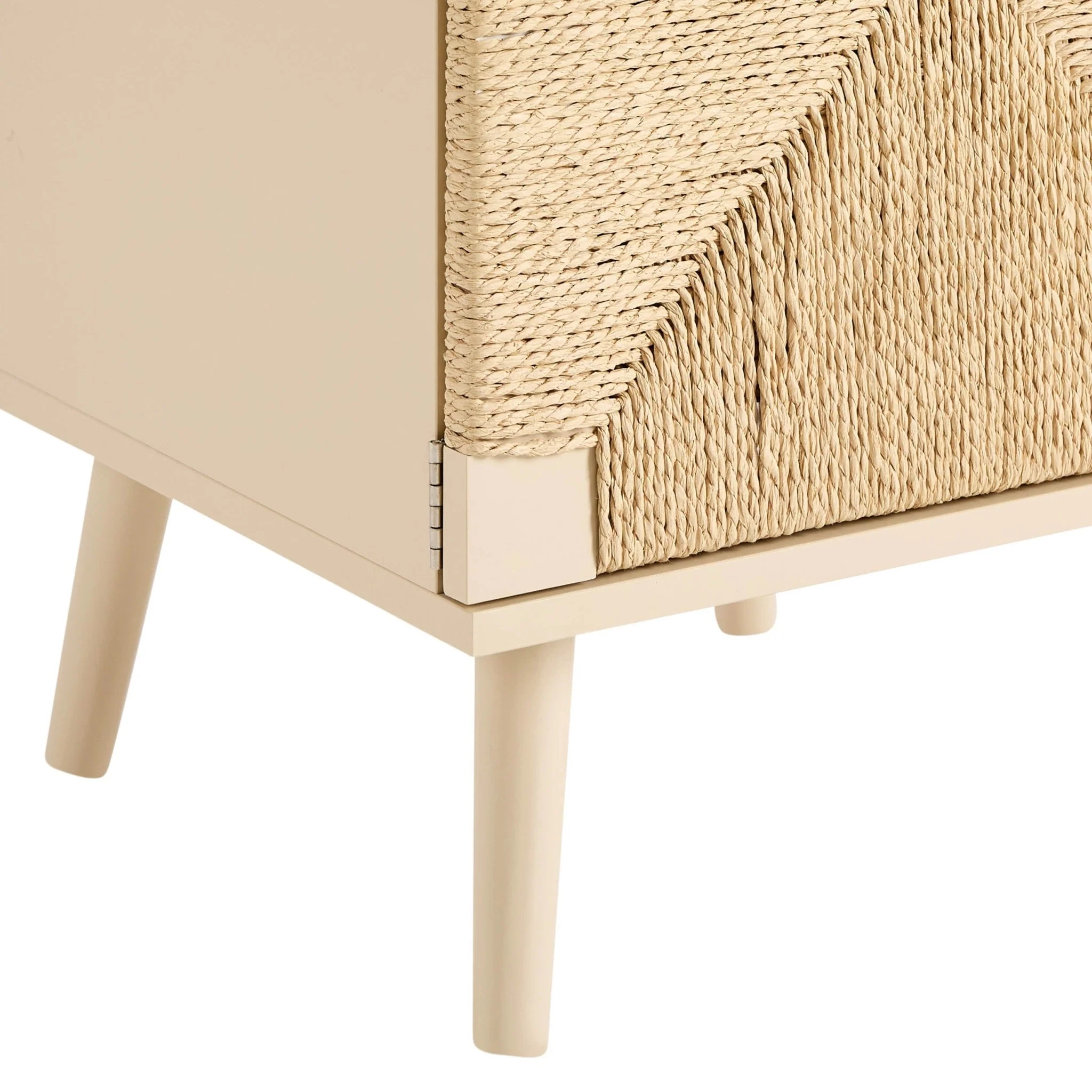 Lottie Woven Bedside Table with Door - Sand - Image 8