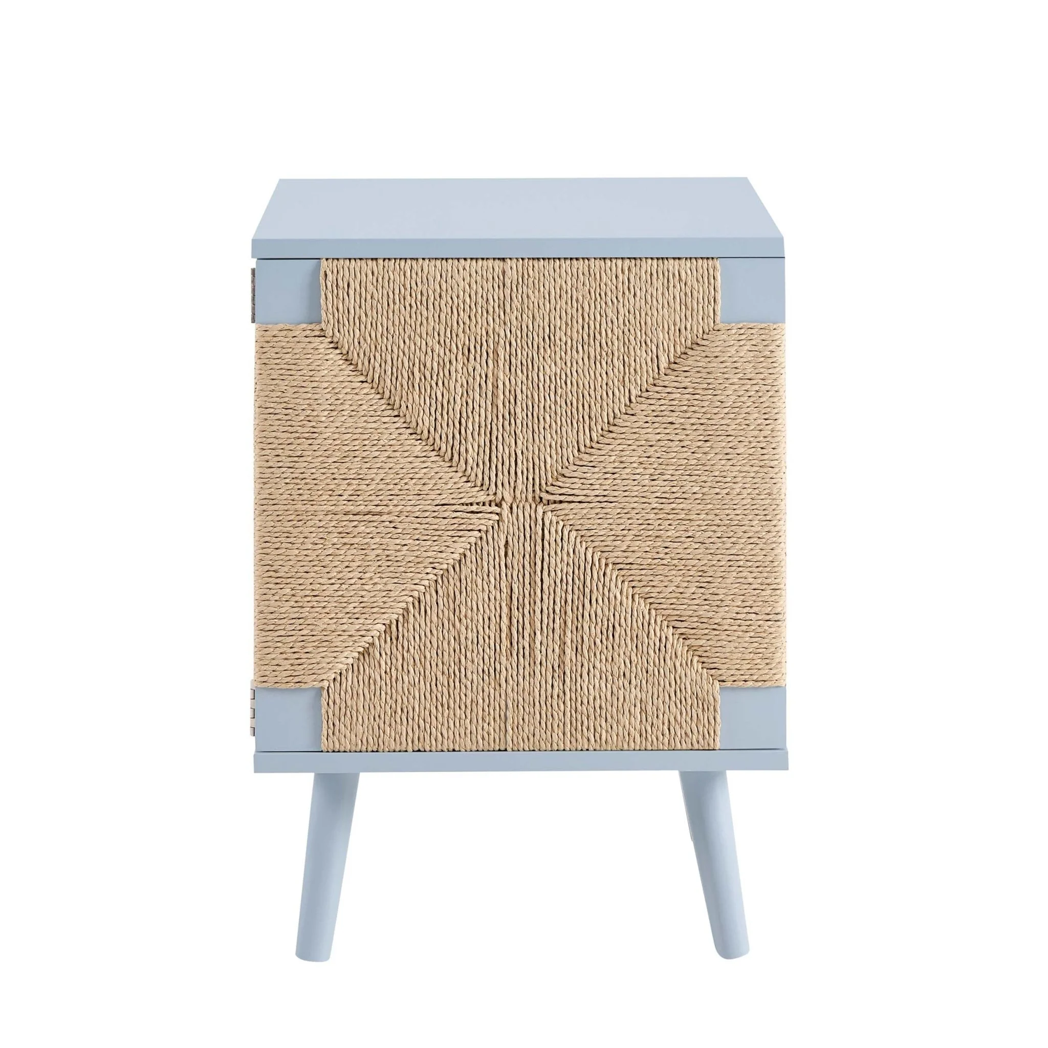 Lottie Woven Bedside Table with Door - Sky Blue - Image 3