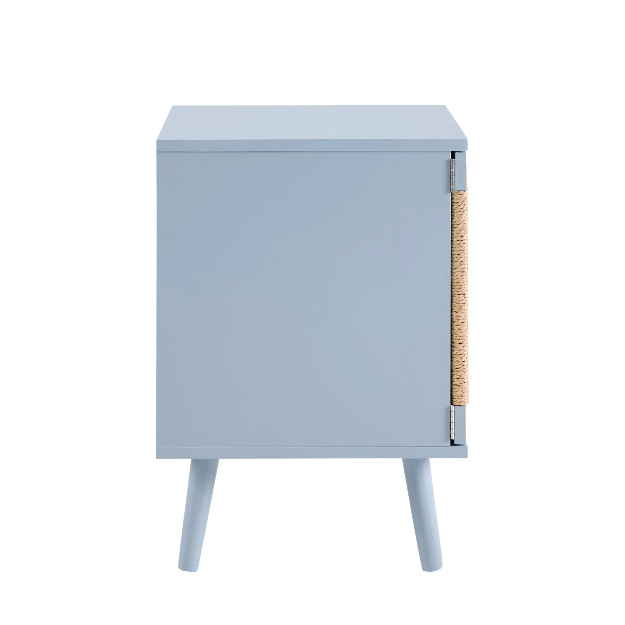Lottie Woven Bedside Table with Door - Sky Blue - Image 6