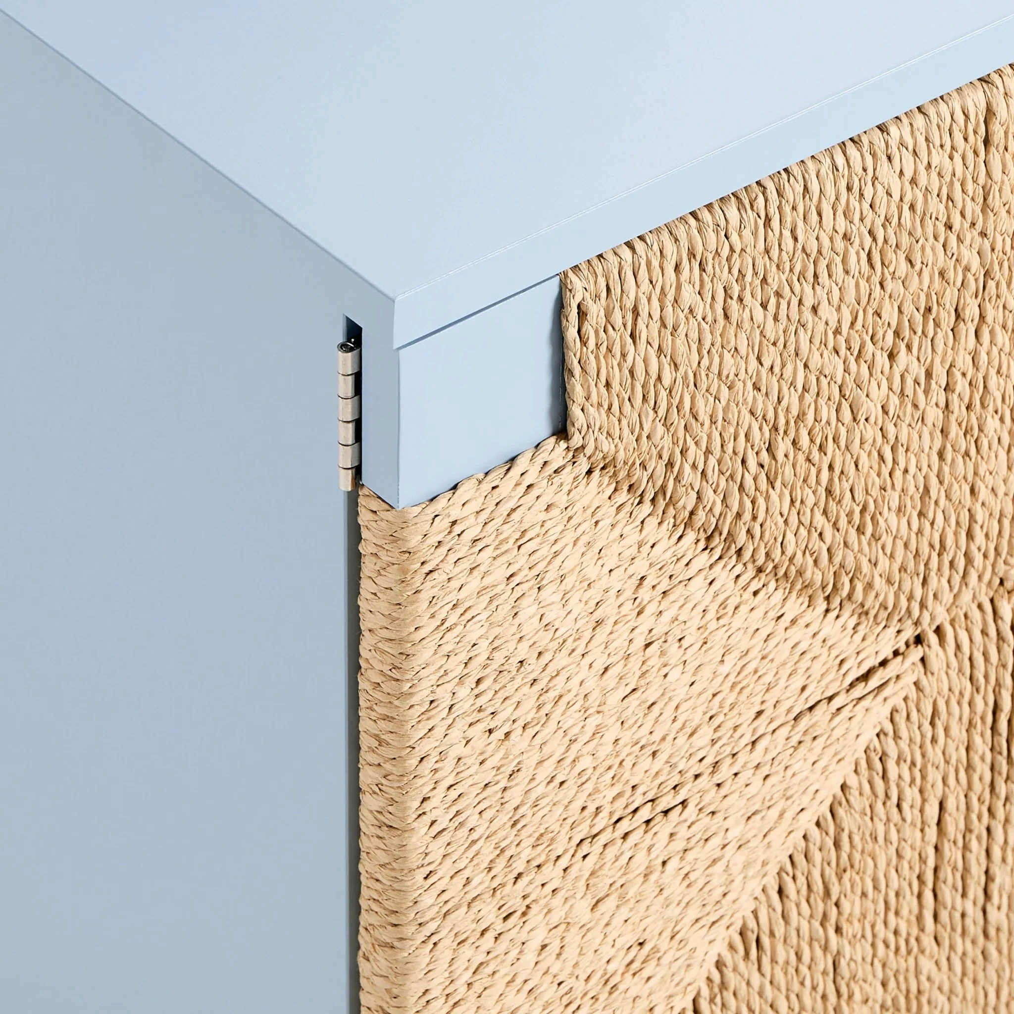 Lottie Woven Bedside Table with Door - Sky Blue - Image 7