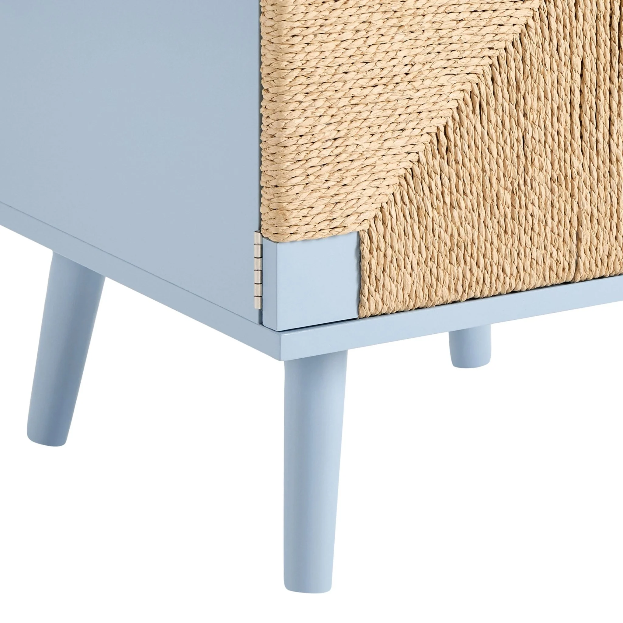 Lottie Woven Bedside Table with Door - Sky Blue - Image 8