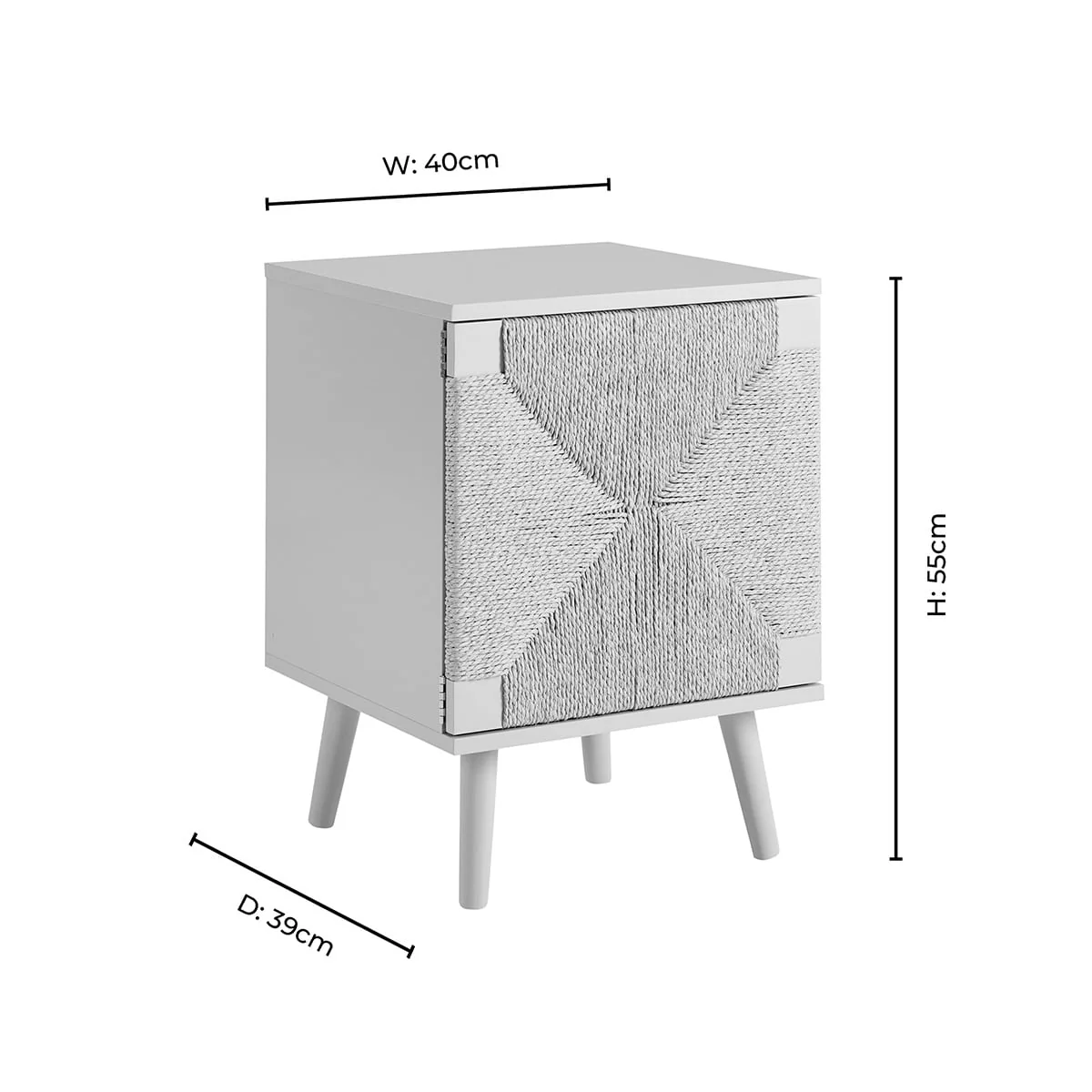 Lottie Woven Bedside Table with Door - Sky Blue - Image 9