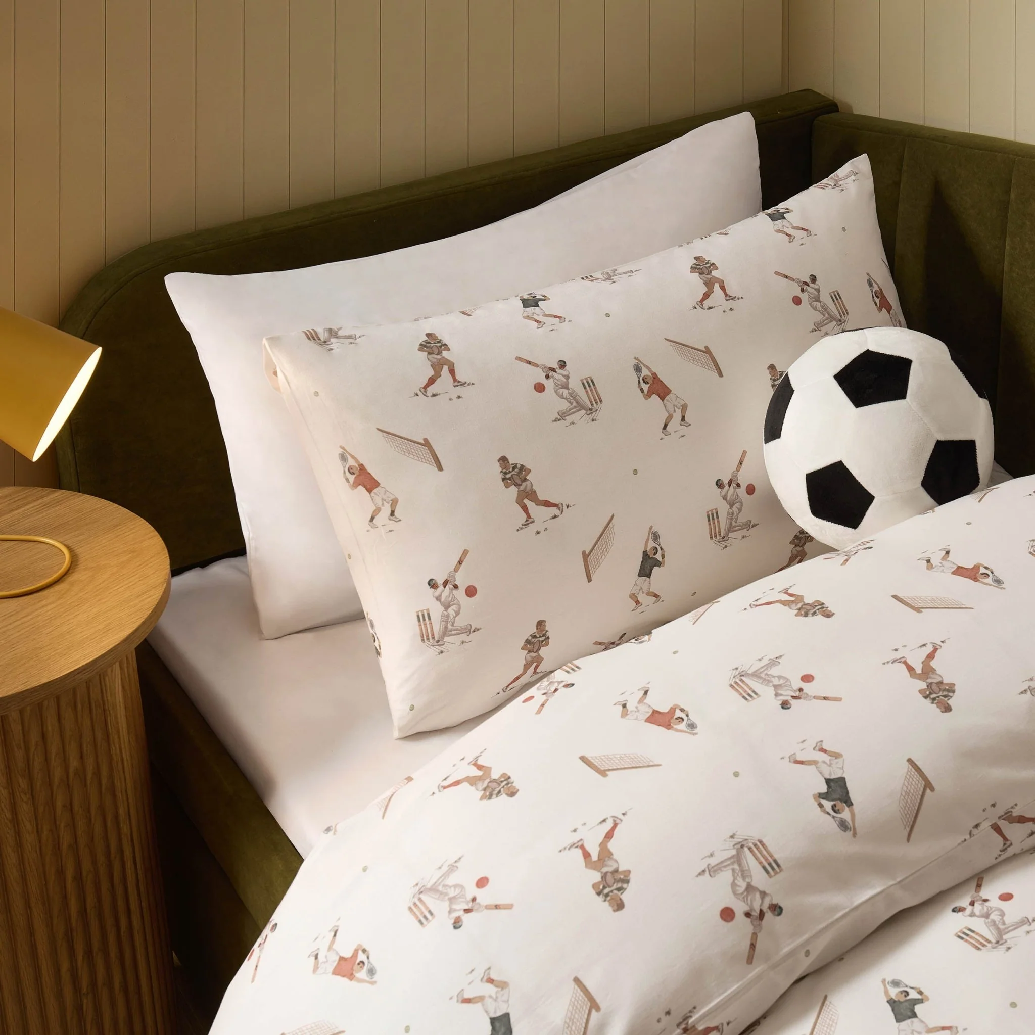 Luca Sporty 100% Cotton Kids Duvet Cover & Pillowcase Set - Taupe