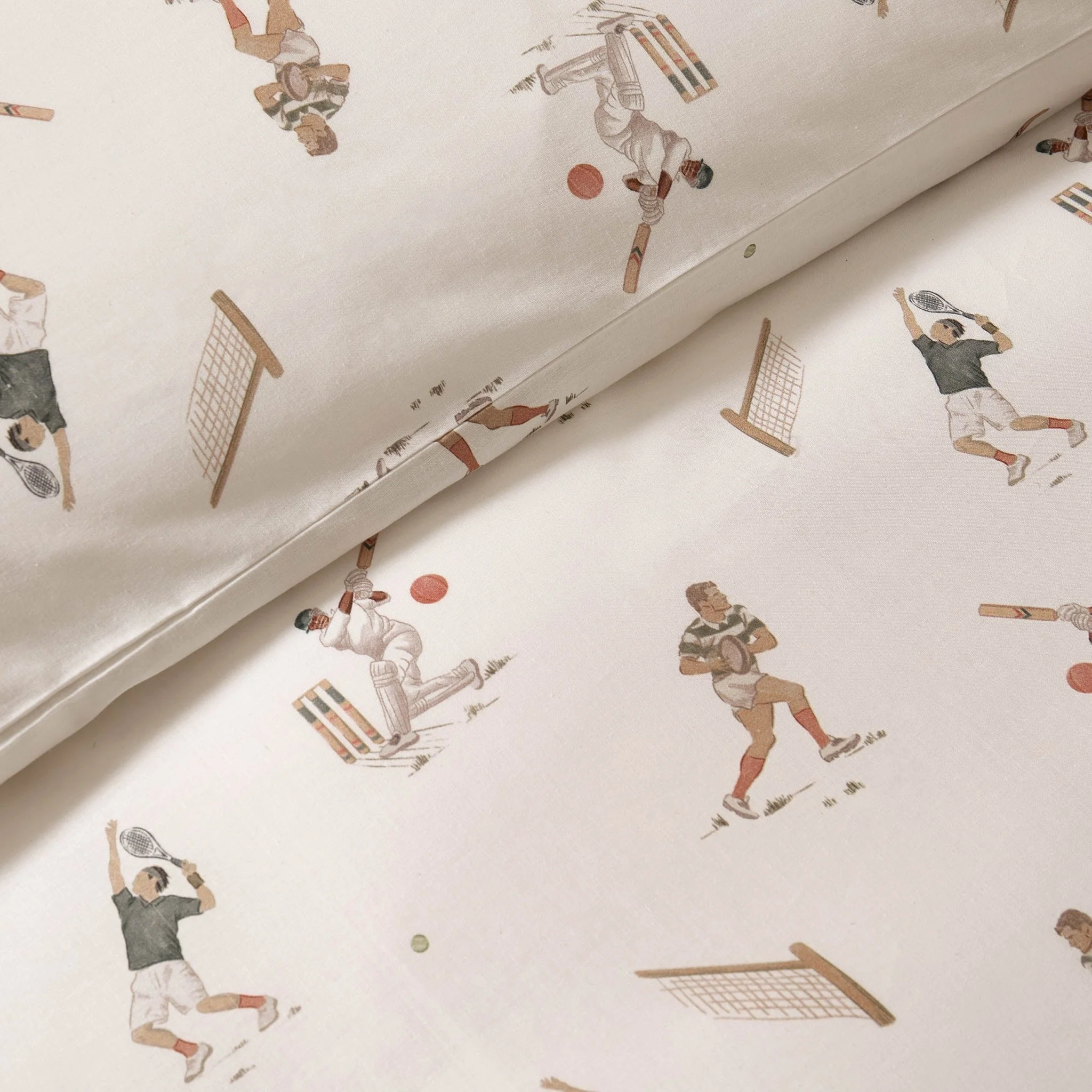 Luca Sporty 100% Cotton Kids Duvet Cover & Pillowcase Set - Taupe - Image 4