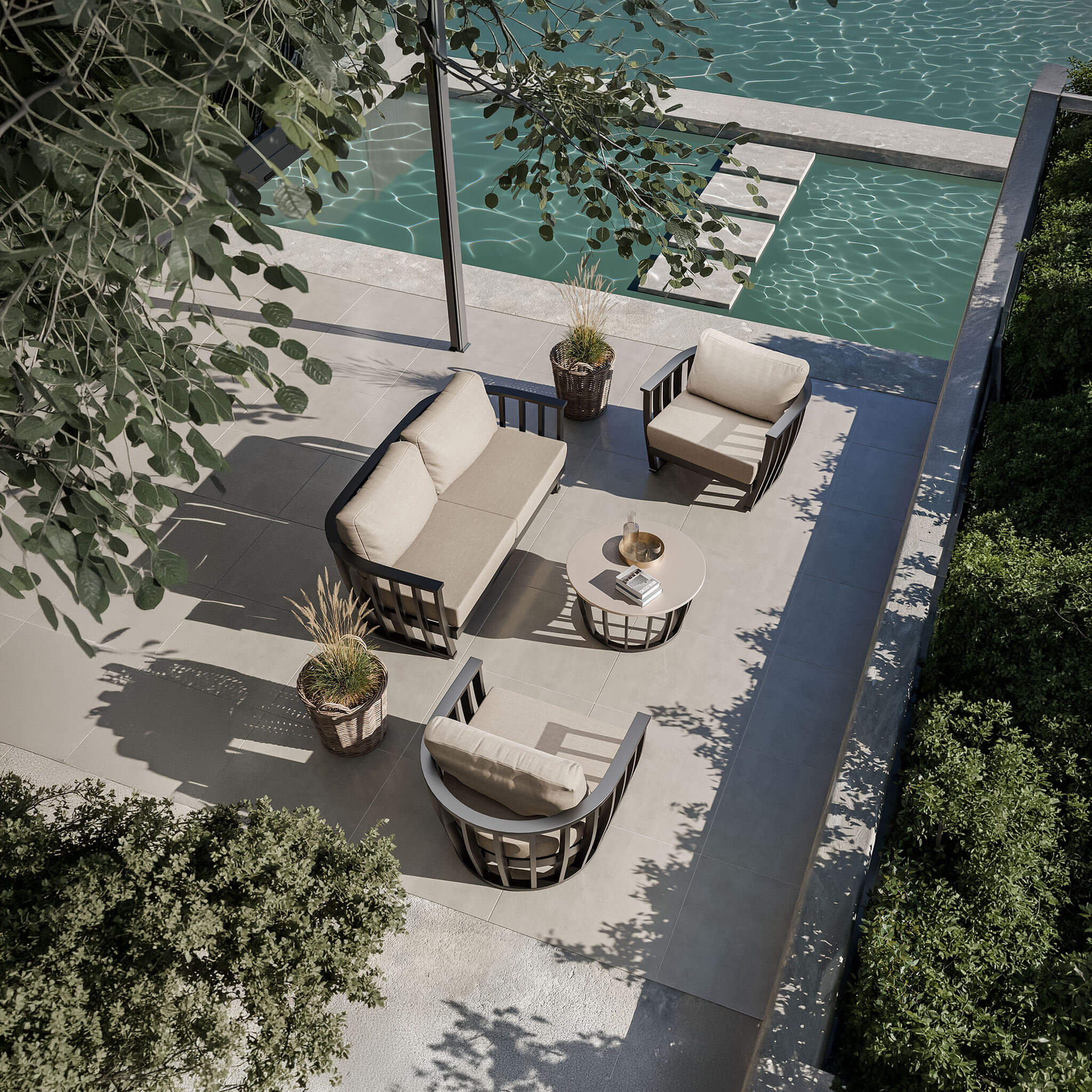 Lucca Outdoor 5 Seater Lounge Set with Coffee Table - Black - Image 2