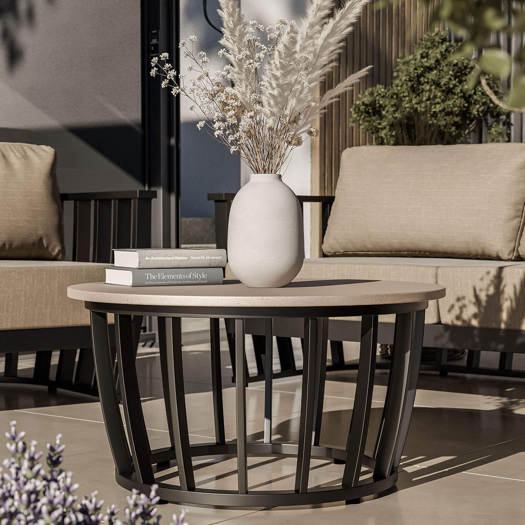 Lucca Outdoor 5 Seater Lounge Set with Coffee Table - Black - Image 4