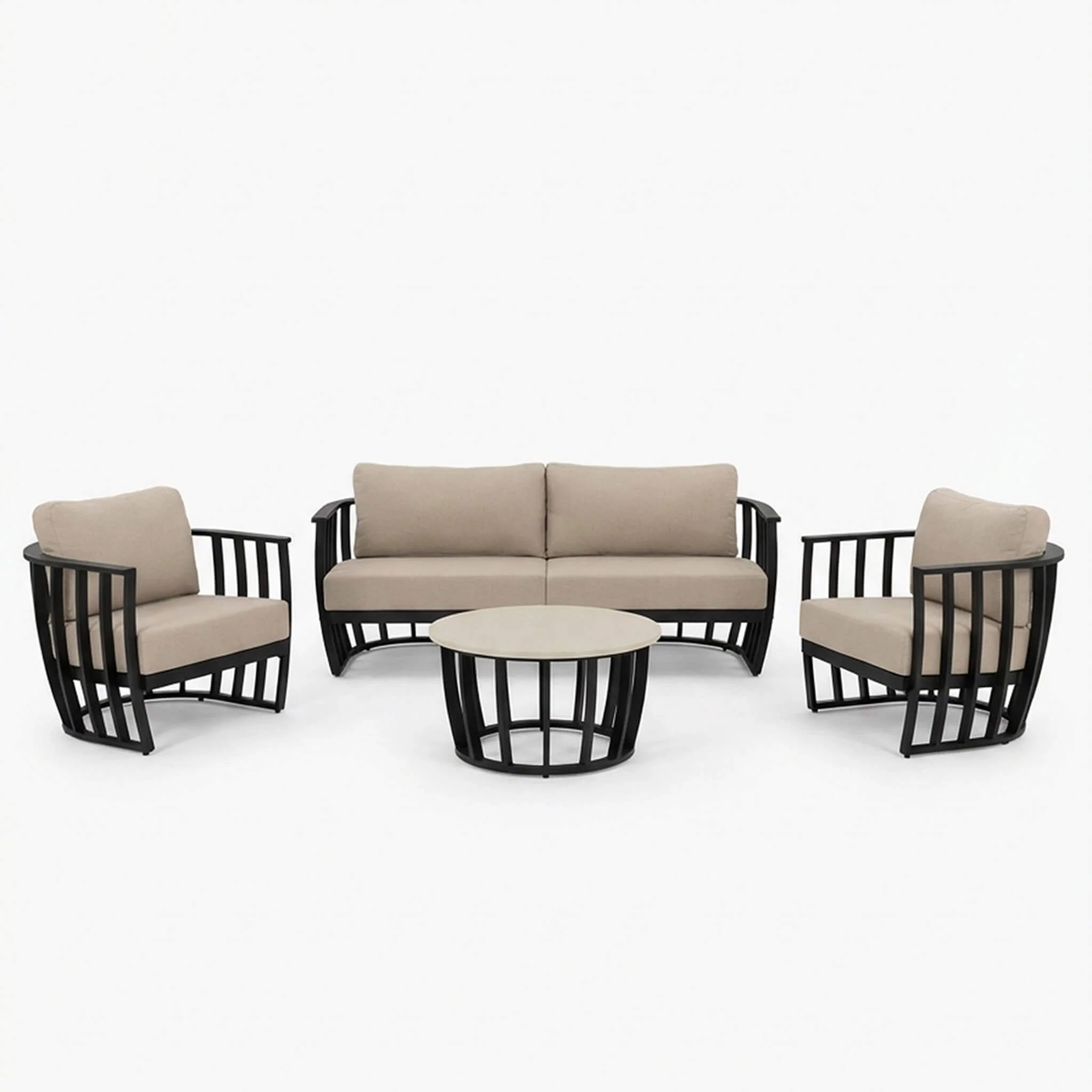 Lucca Outdoor 5 Seater Lounge Set with Coffee Table - Black - Image 8