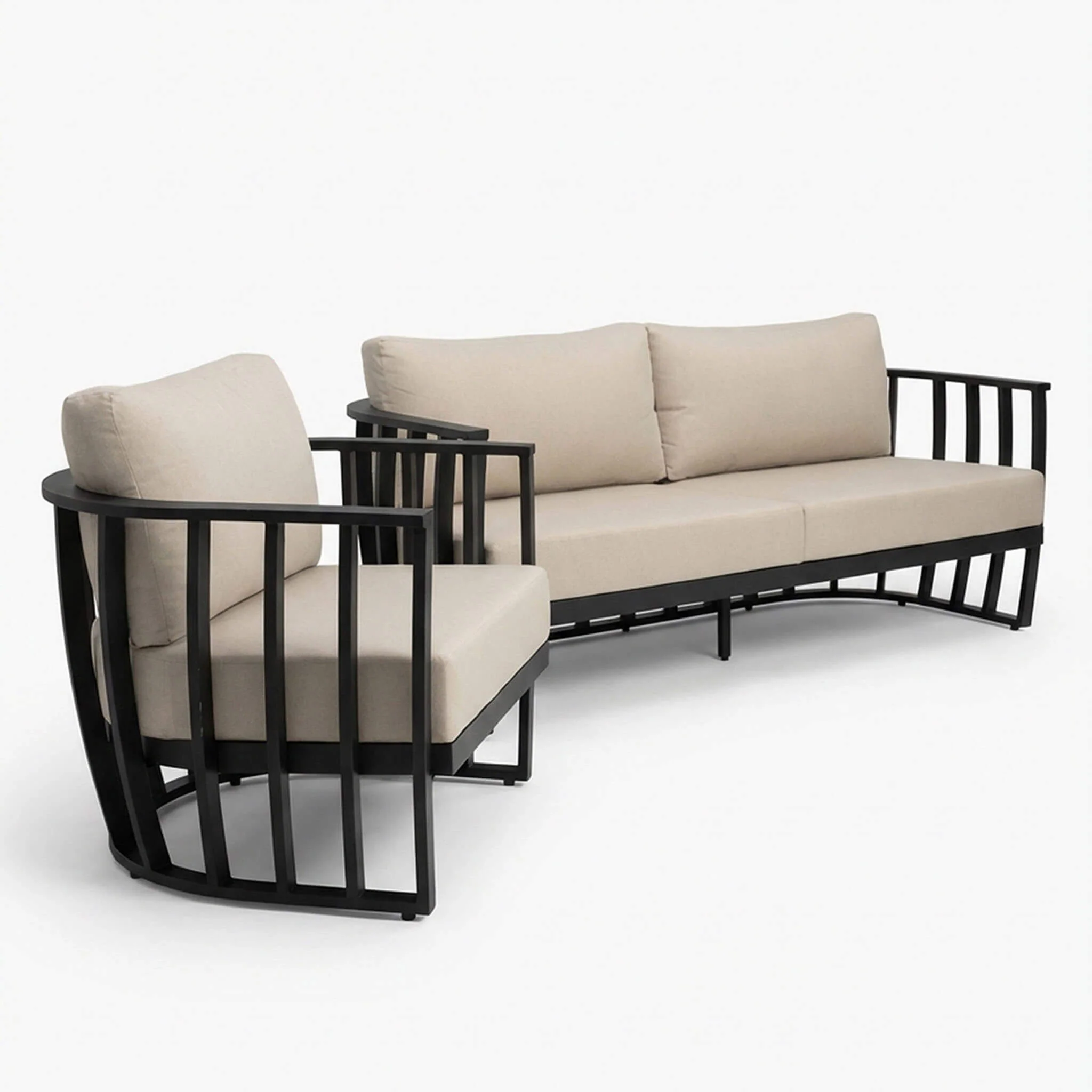 Lucca Outdoor 5 Seater Lounge Set with Coffee Table - Black - Image 9