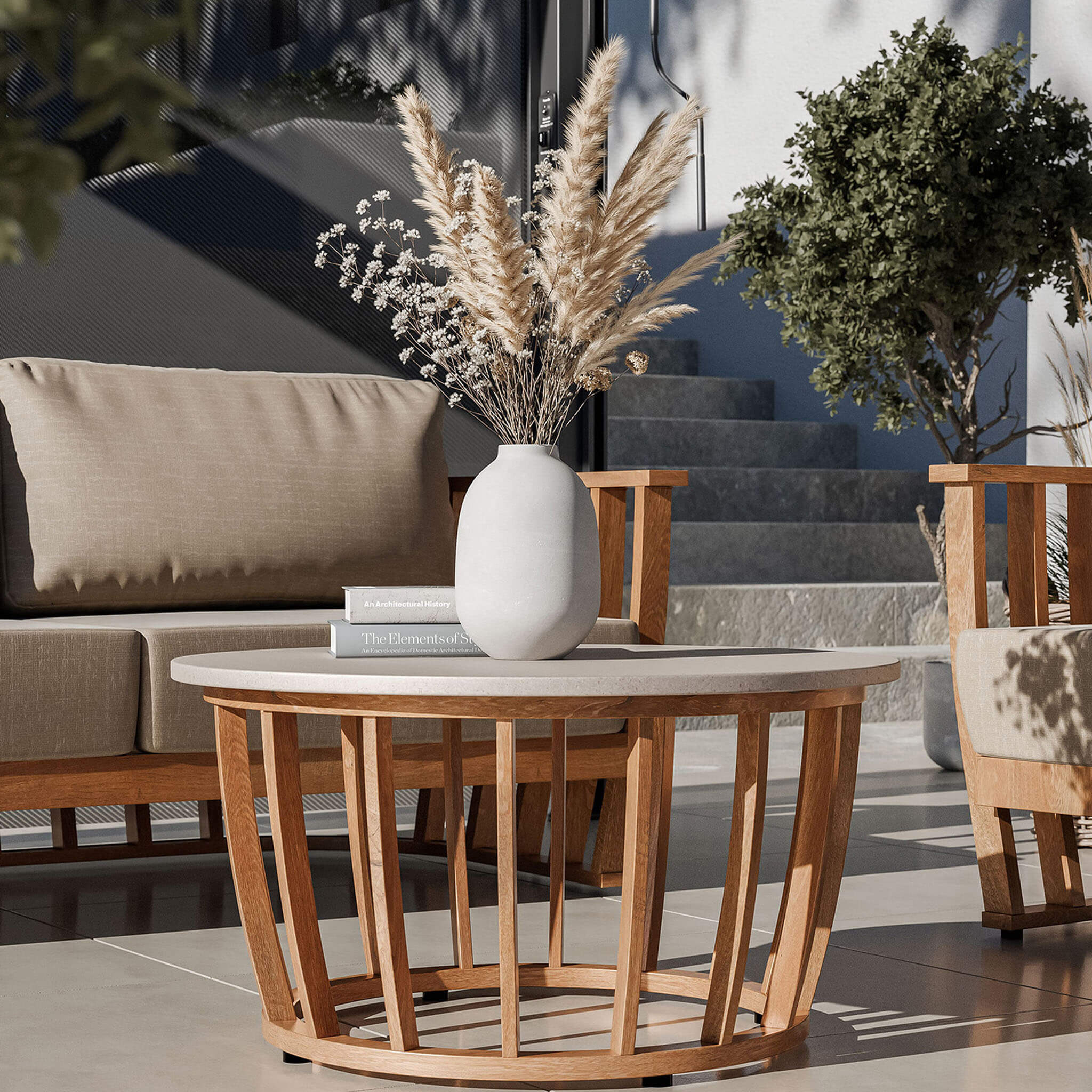 Lucca Outdoor 5 Seater Lounge Set with Coffee Table - Brown - Image 4