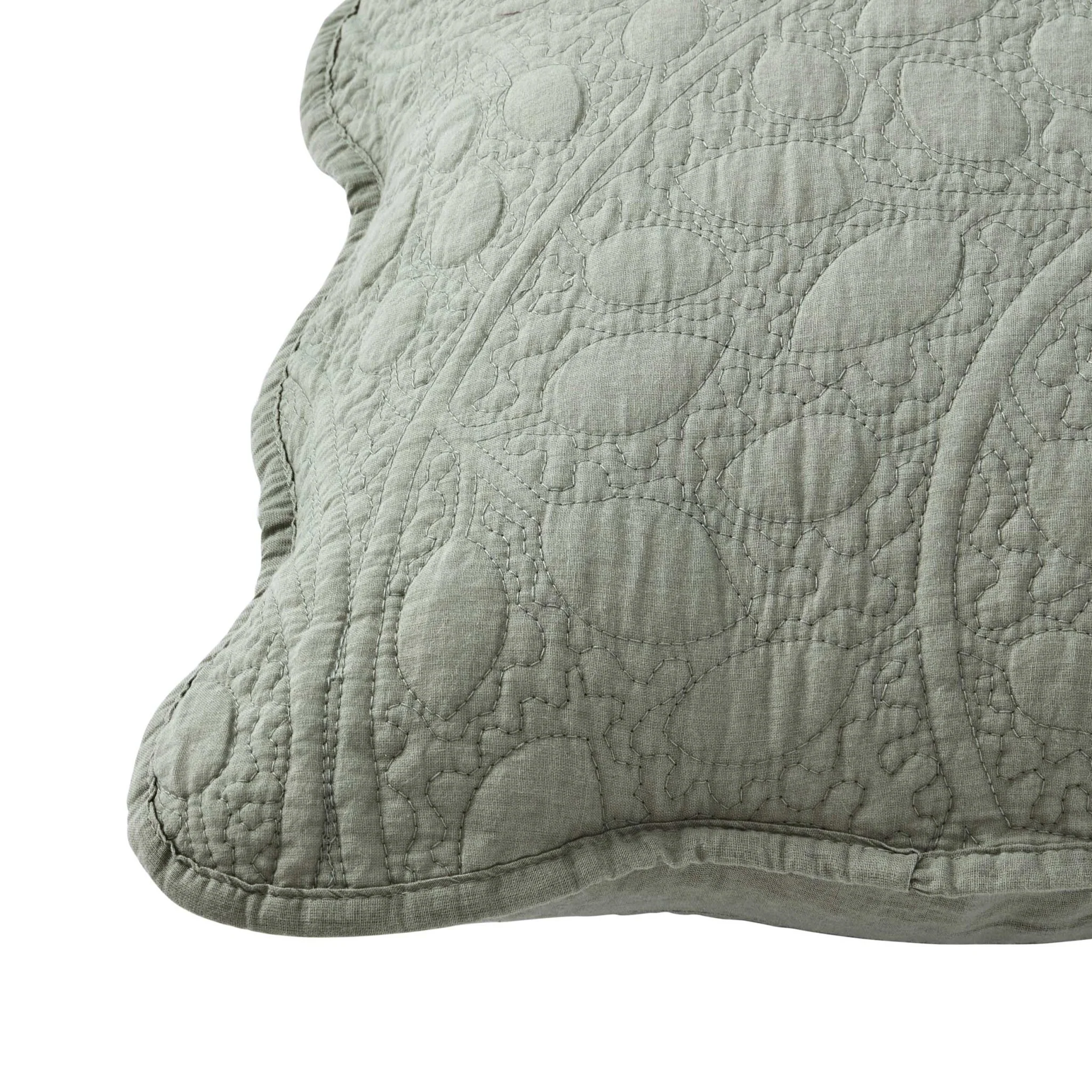 Lucerne Scallop Matelasse Cushion Cover - Forest Green - Image 3