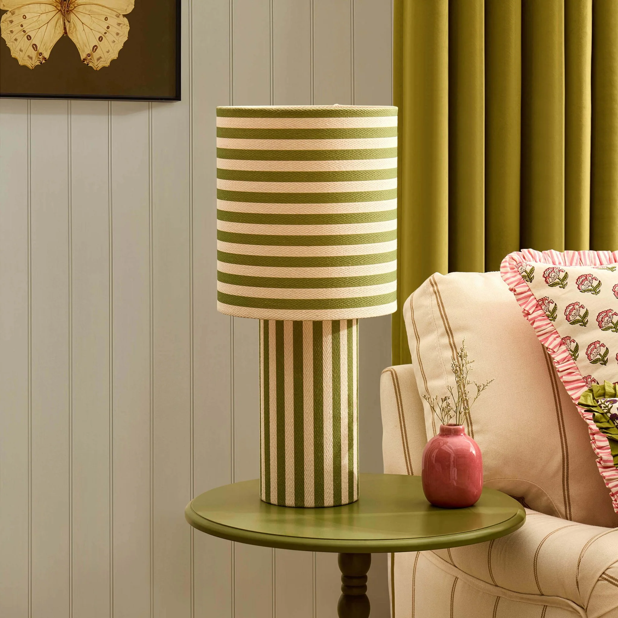 Lucia Striped Table Lamp - Green