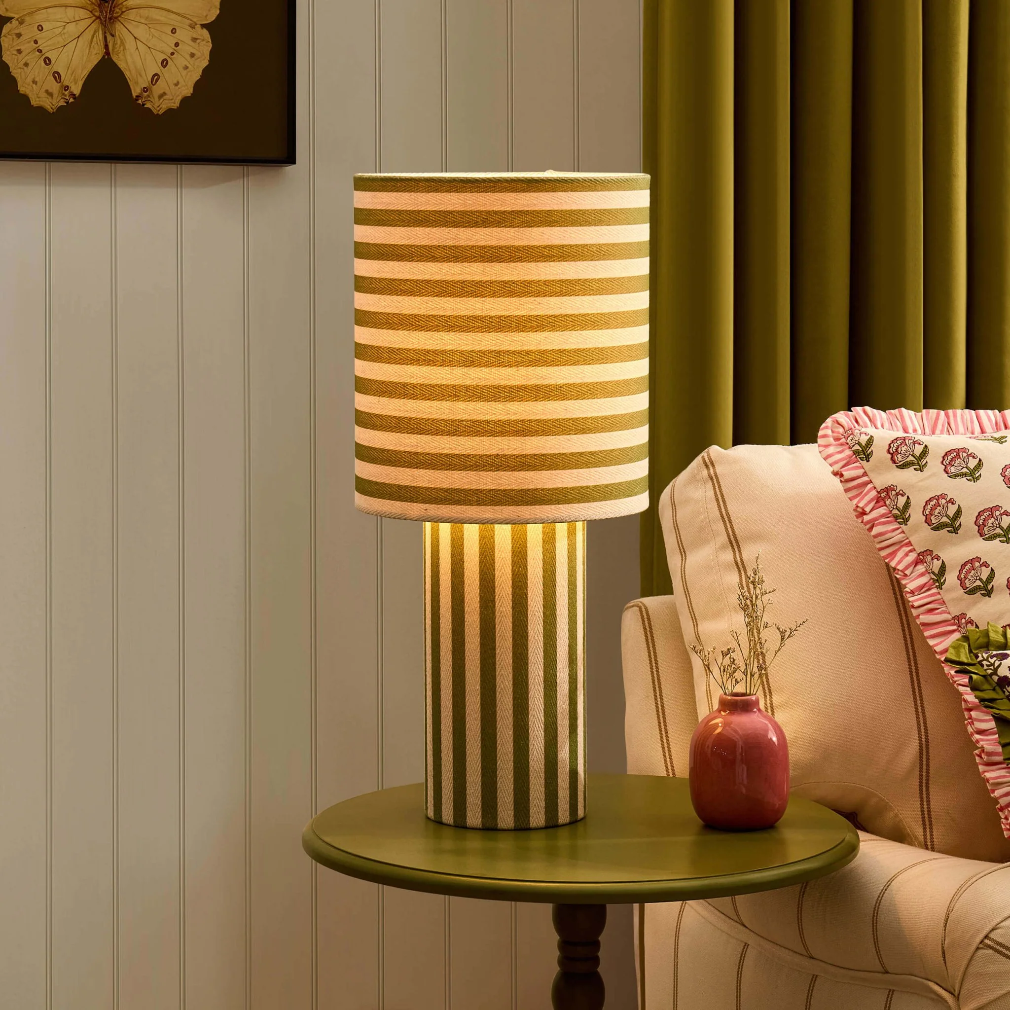 Lucia Striped Table Lamp - Green - Image 2