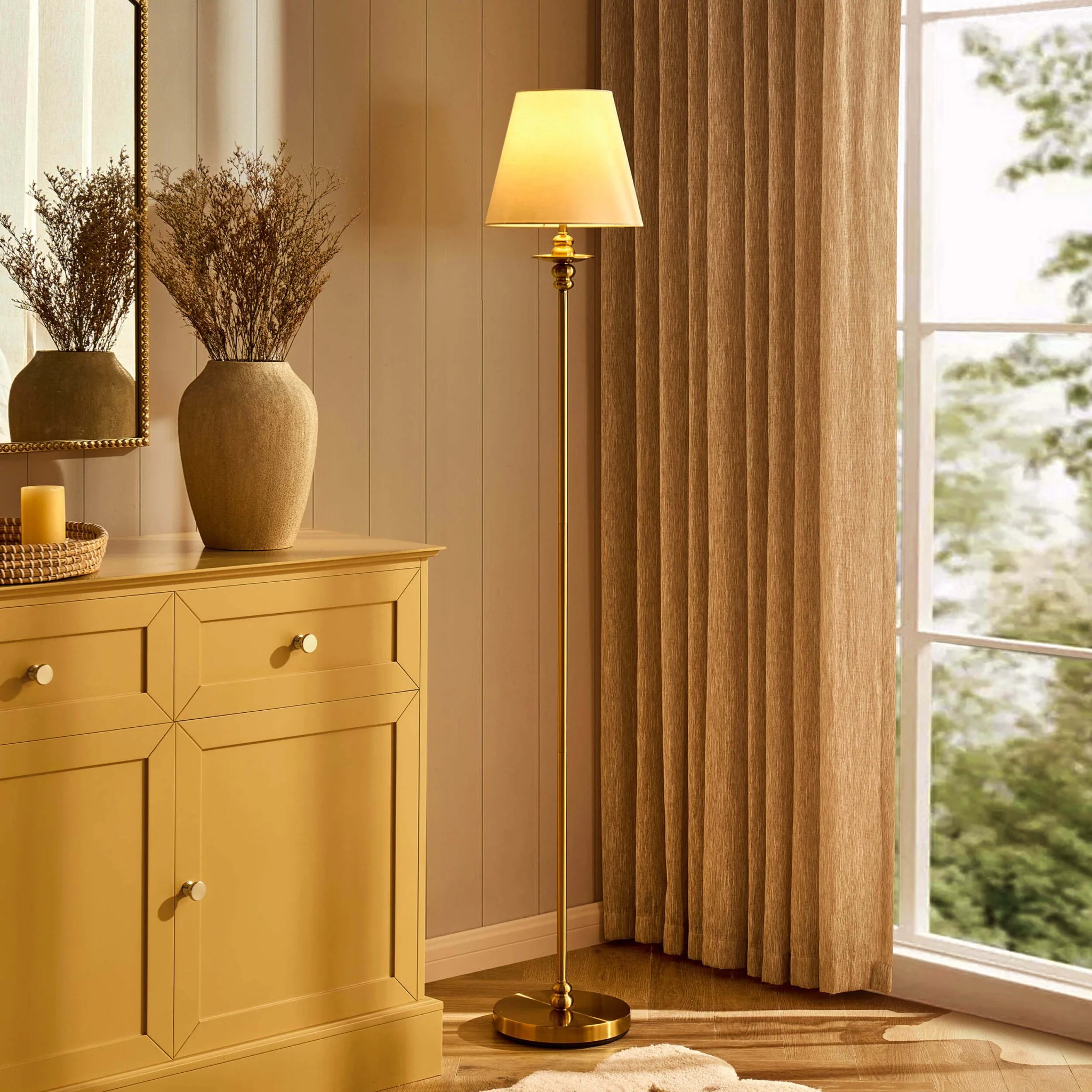 Lucille Ornate Floor Lamp - Brass