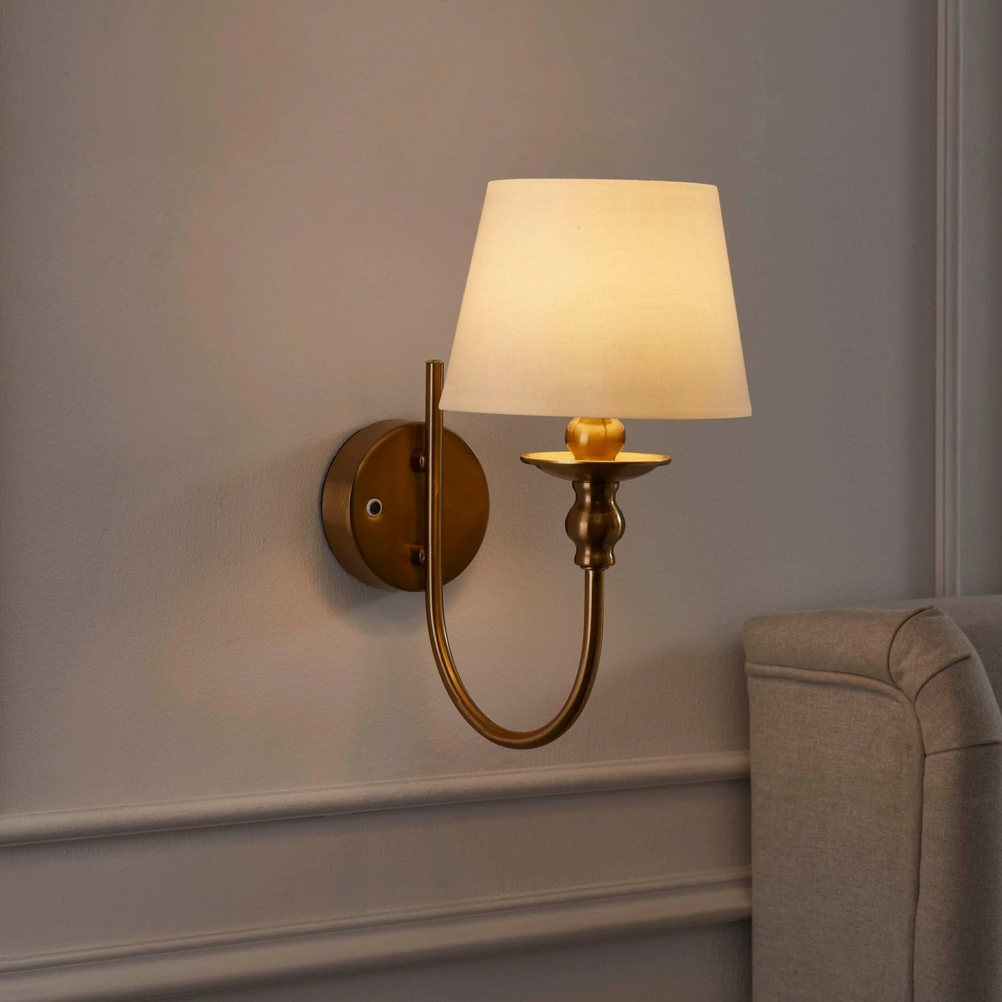 Lucille Ornate LED Rechargeable Wall Light - Brass
