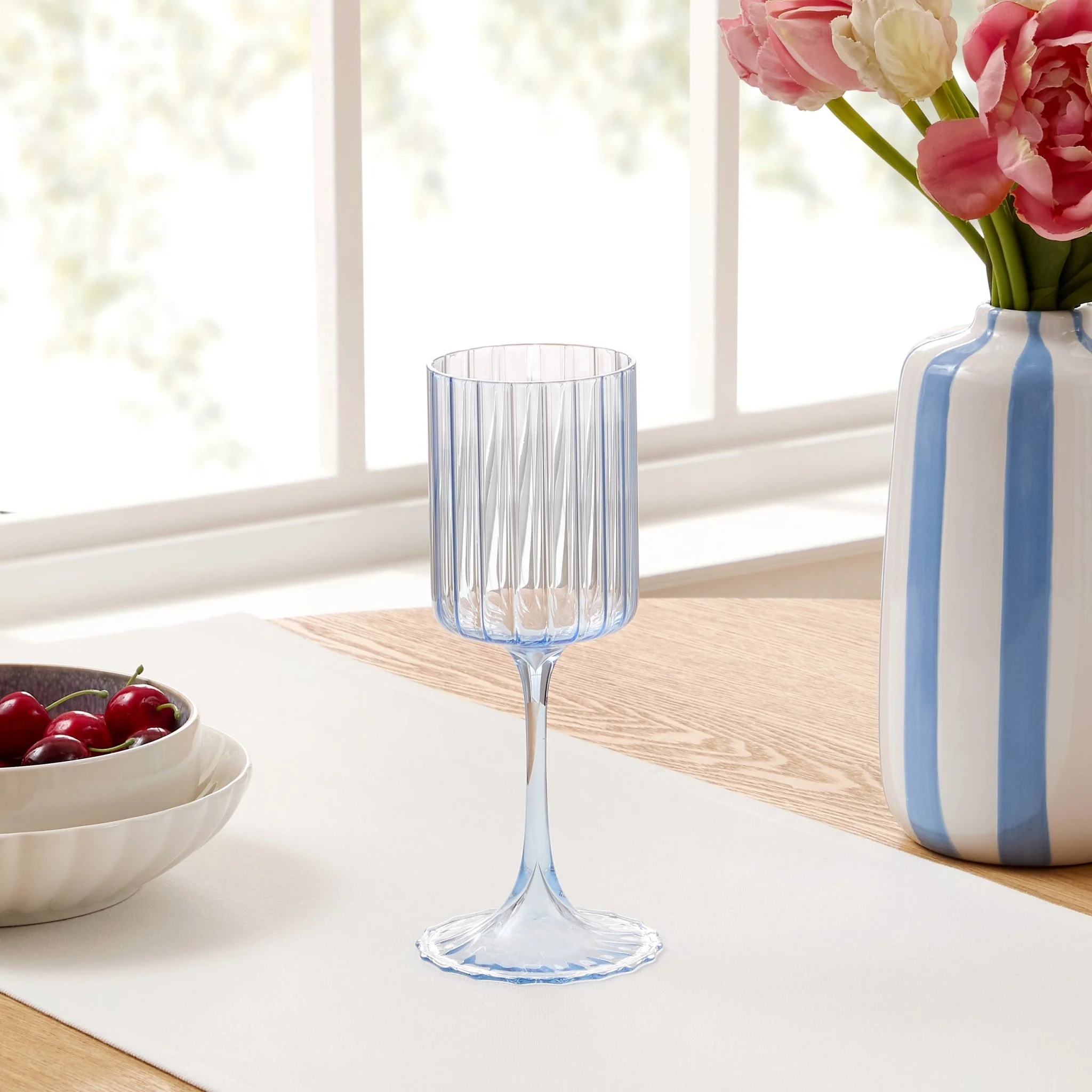 Lucinda Scalloped Edge Wine Glasses - Set of 4 - Blue - Image 2