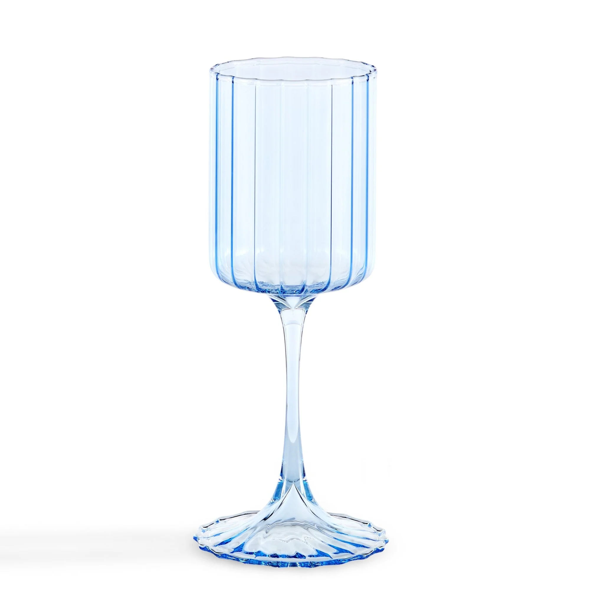 Lucinda Scalloped Edge Wine Glasses - Set of 4 - Blue - Image 4