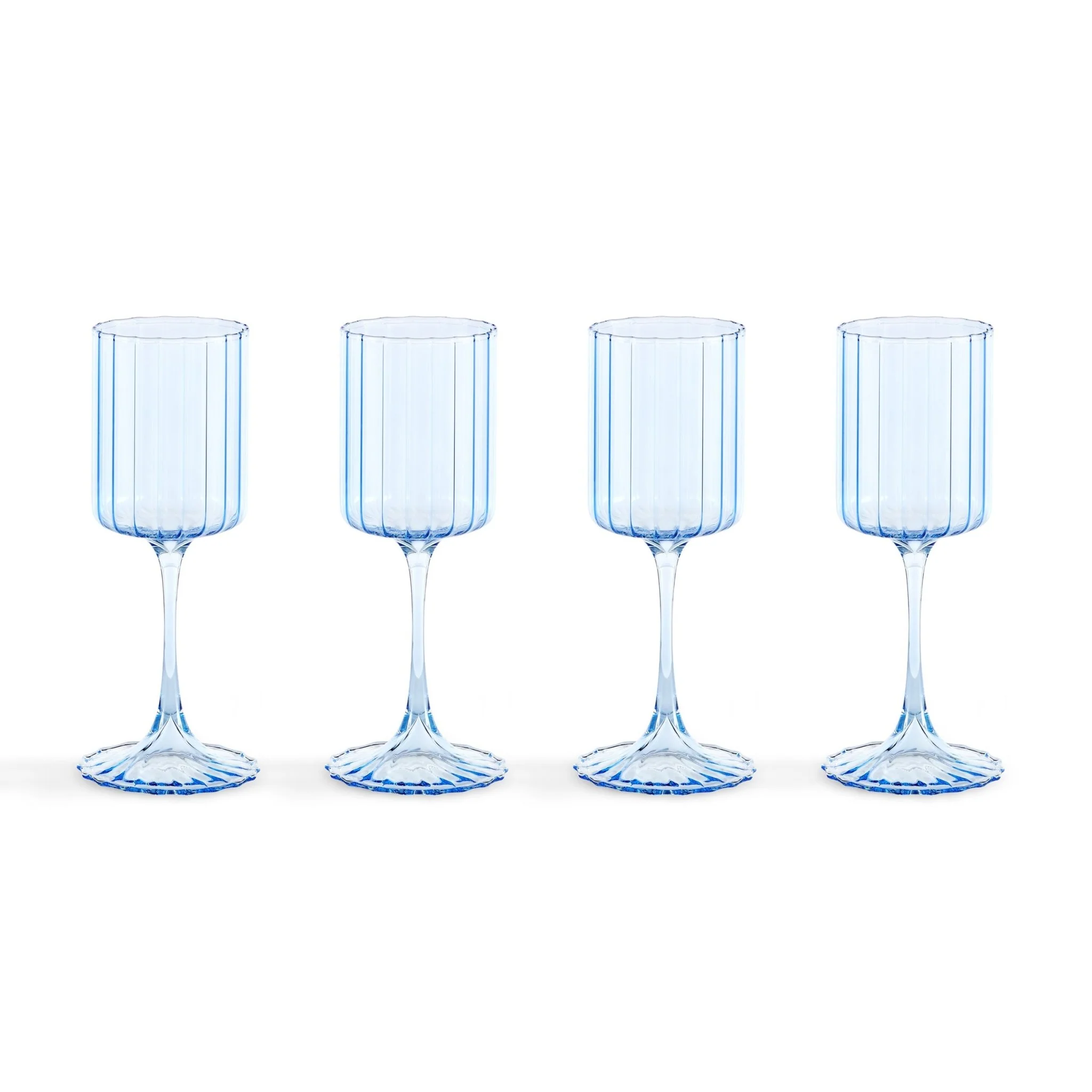 Lucinda Scalloped Edge Wine Glasses - Set of 4 - Blue - Image 5