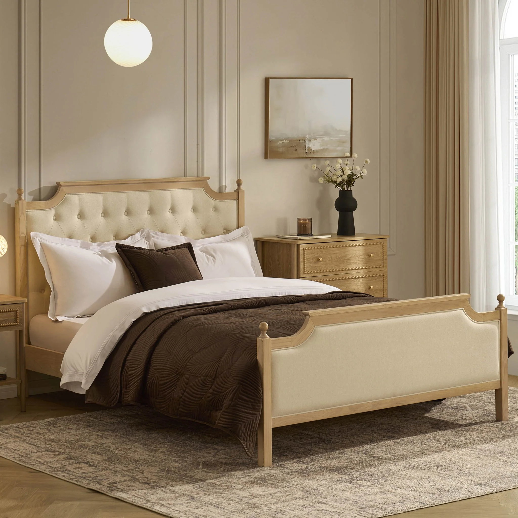 Luxor Bed Frame - Cream Linen