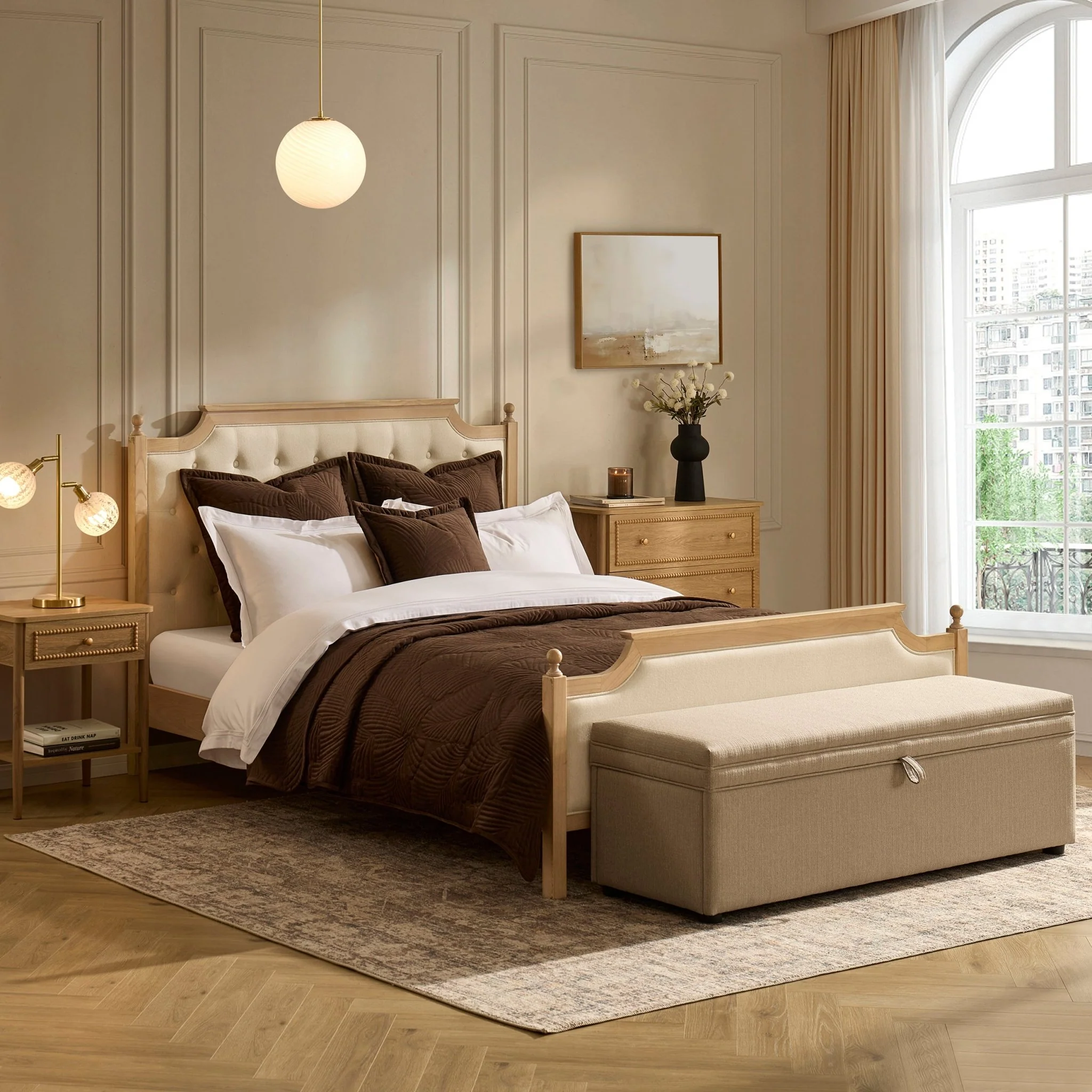 Luxor Bed Frame - Cream Linen - Image 4