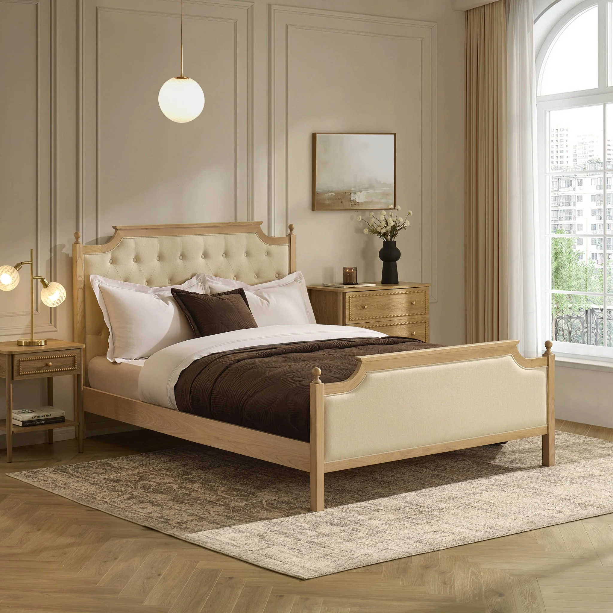 Luxor Bed Frame - Cream Linen - Image 5