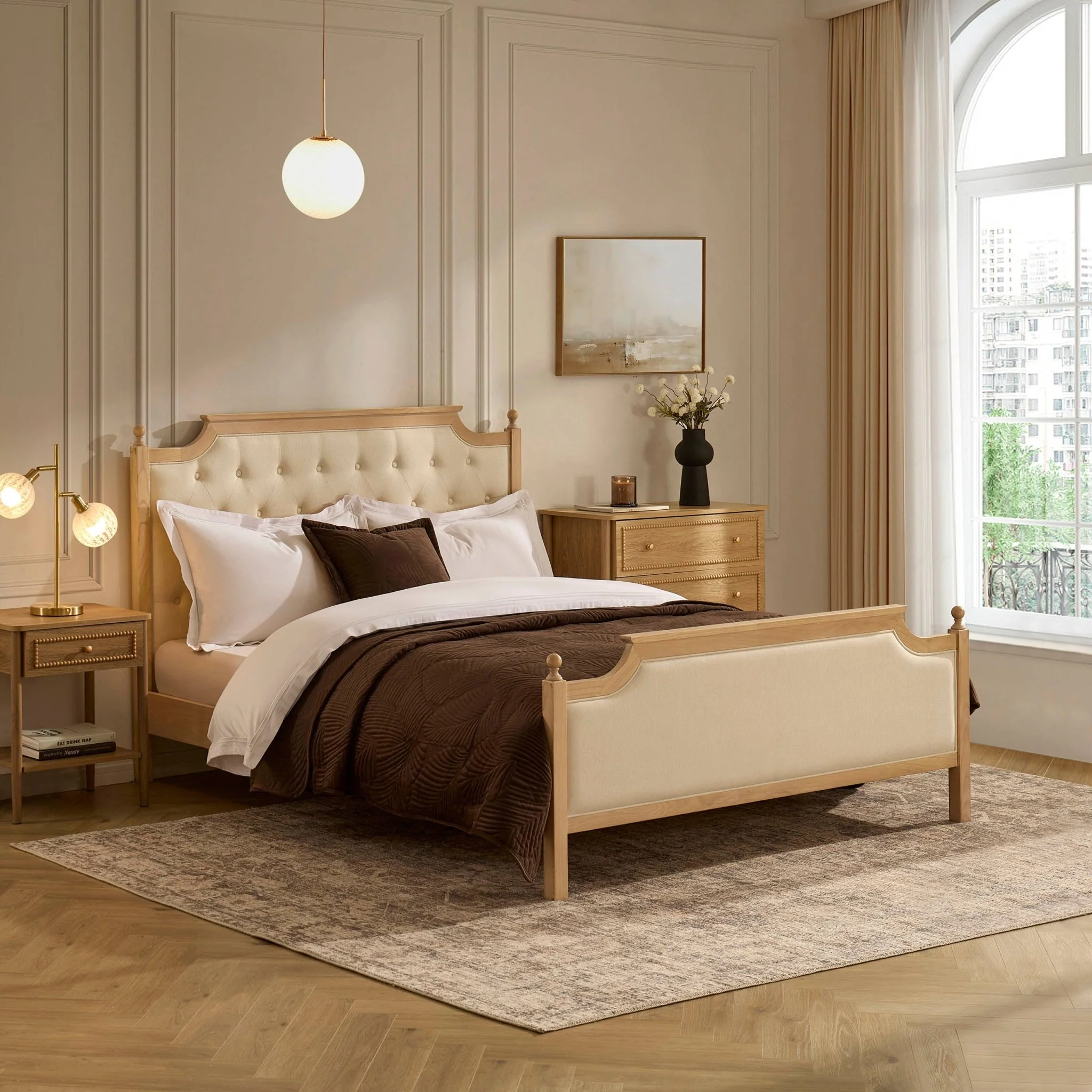 Luxor Bed Frame - Cream Linen - Image 6