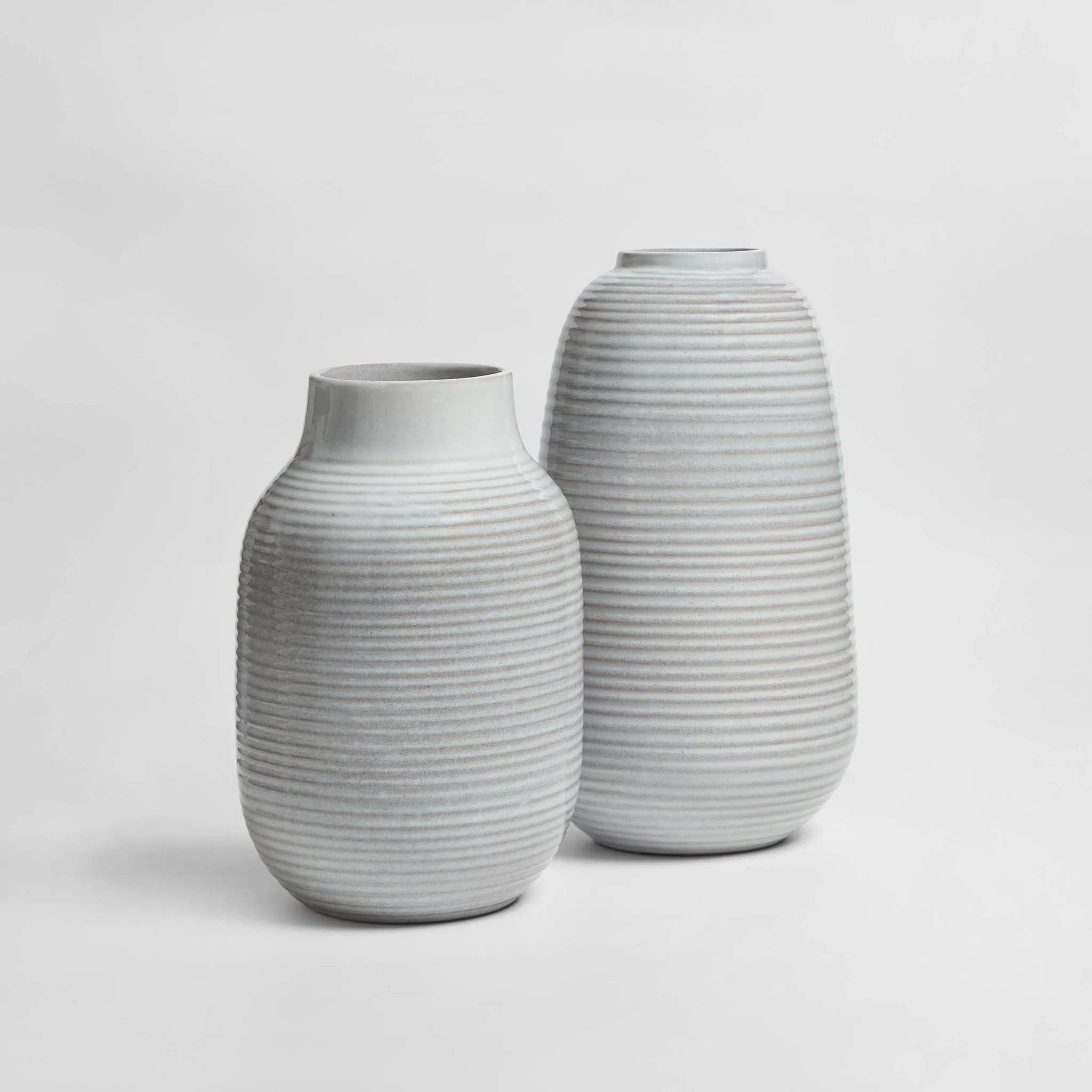 Lydia Ribbed Glaze Vase - Grey/White - Image 3