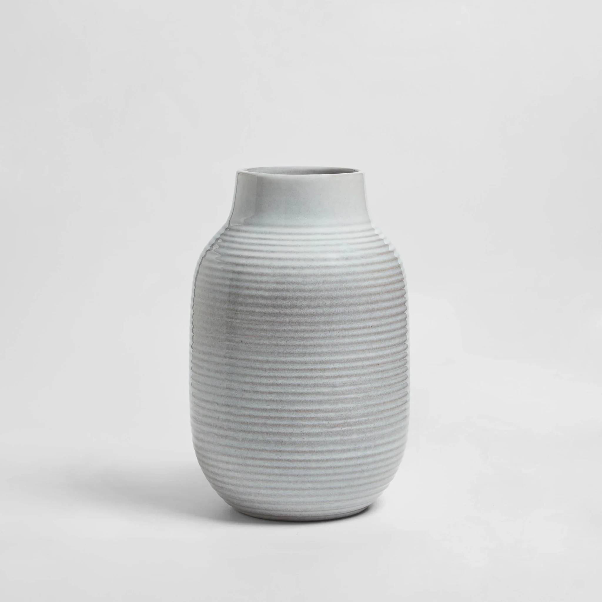 Lydia Ribbed Glaze Vase - Grey/White - Image 4