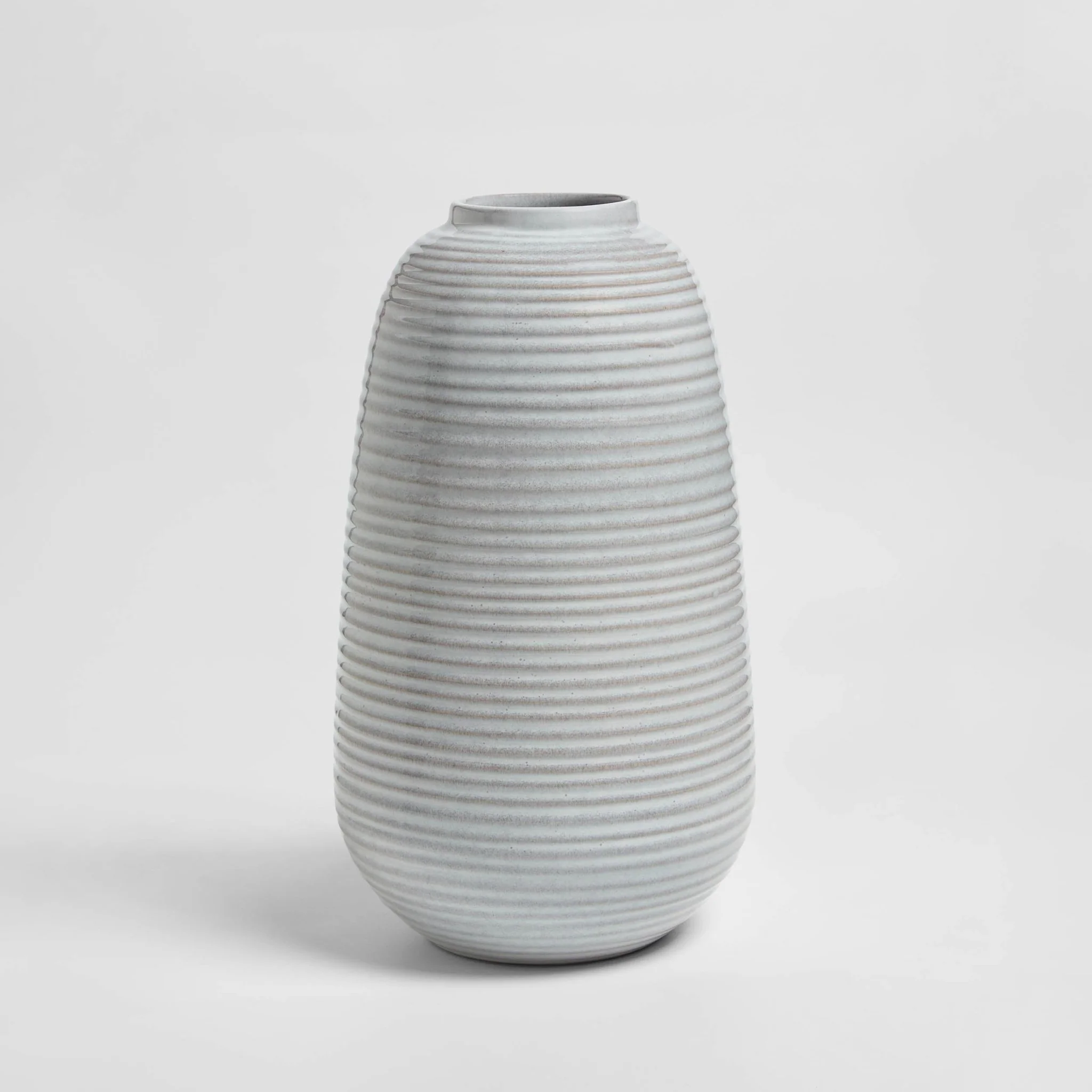 Lydia Ribbed Glaze Vase - Grey/White - Image 6