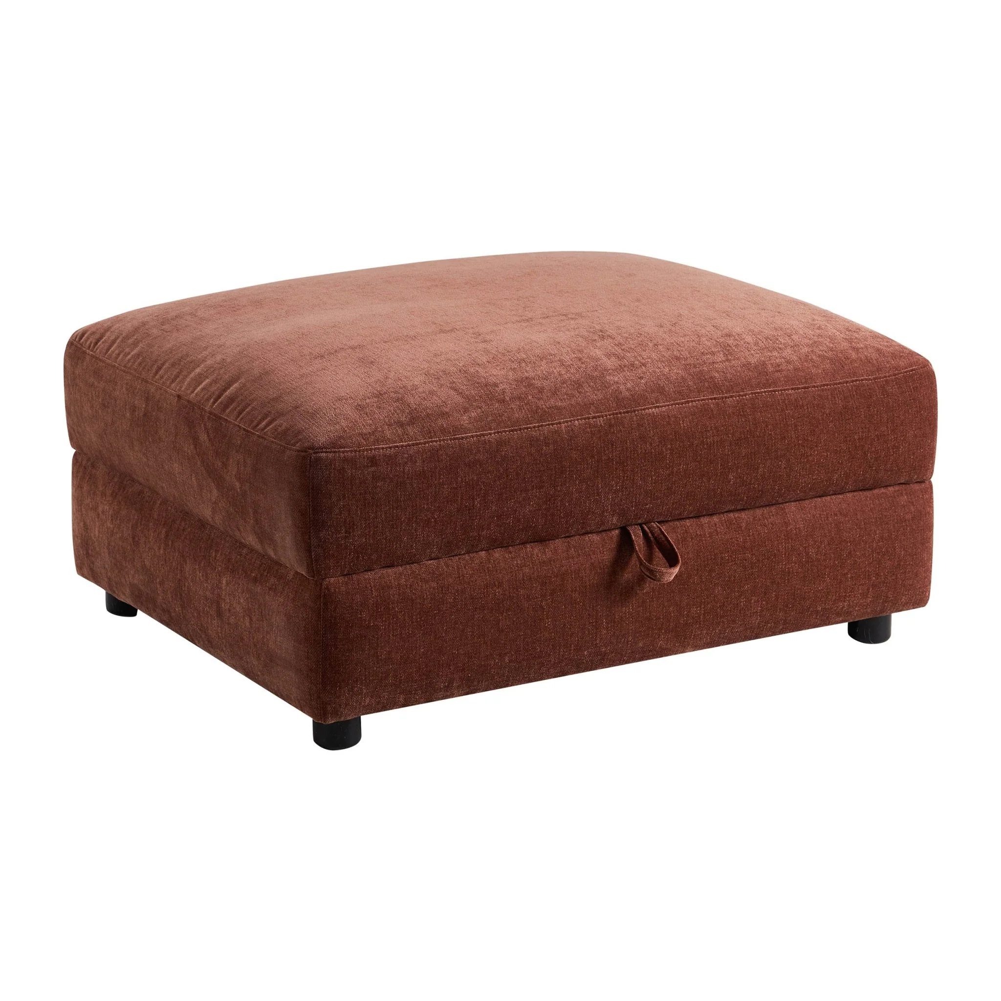 Lyon Storage Pouffe - Chenille Dark Rust - Image 4