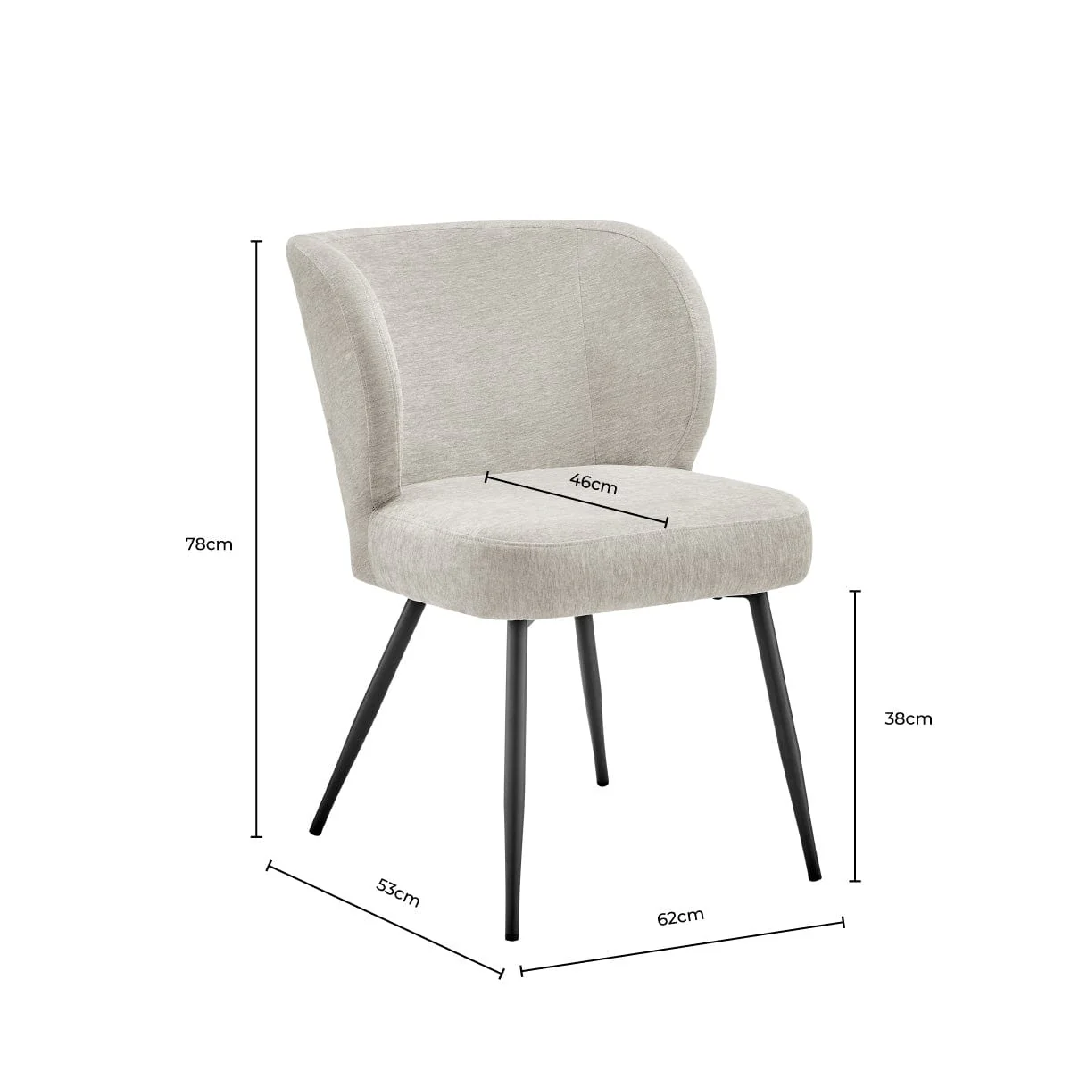 Mabel Set of 2 Dining Chairs - Chenille - Natural - Image 8