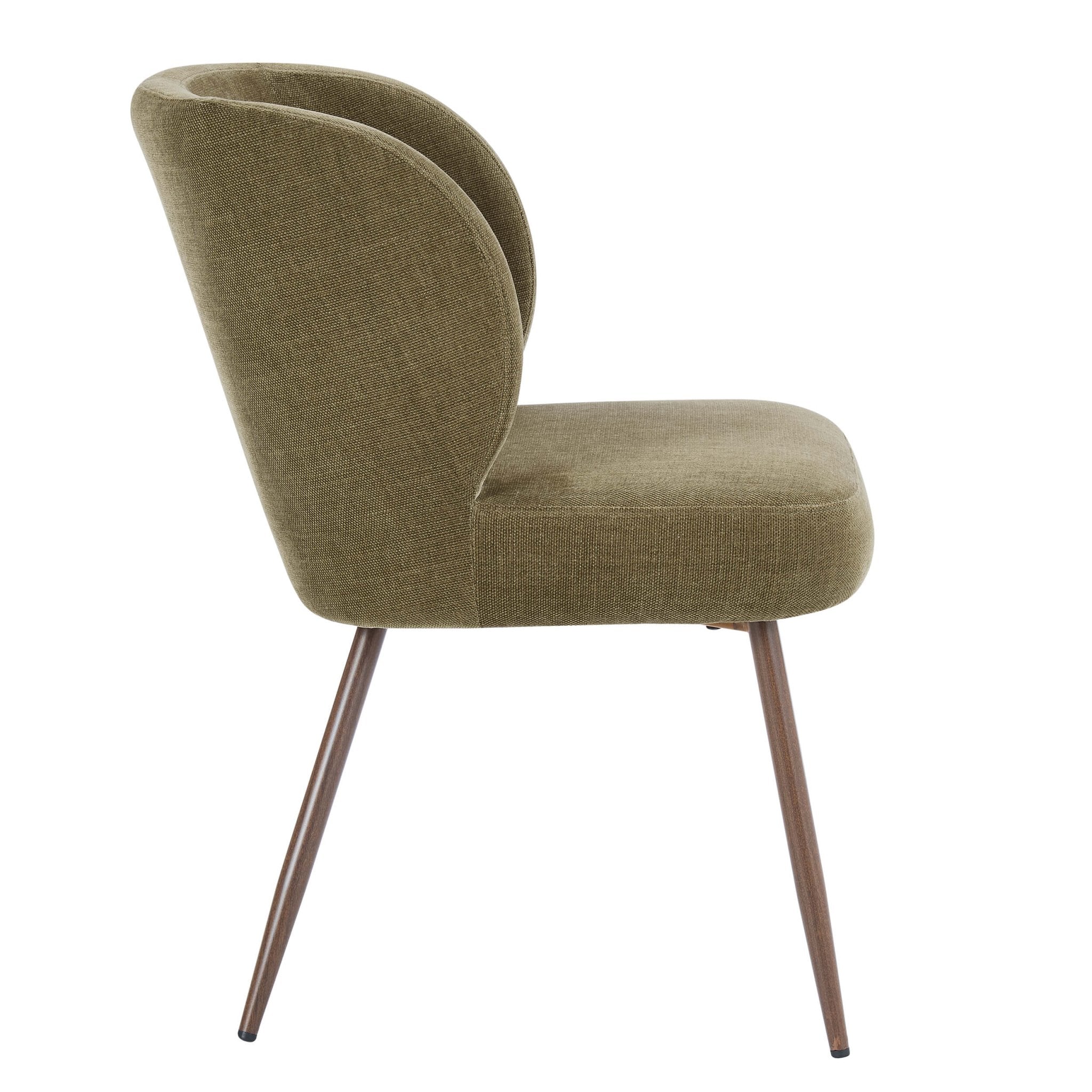 Mabel Set of 2 Dining Chairs - Chenille Olive - Image 5
