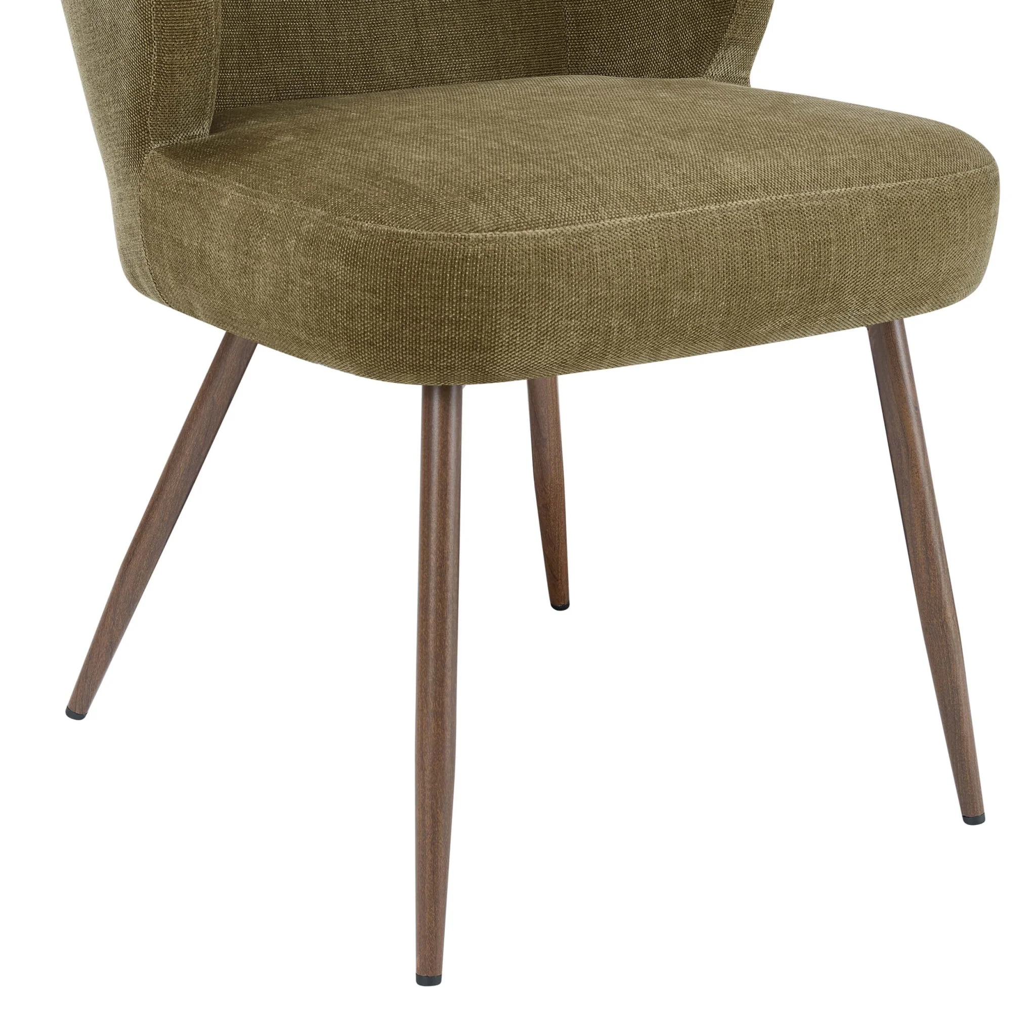 Mabel Set of 2 Dining Chairs - Chenille Olive - Image 7