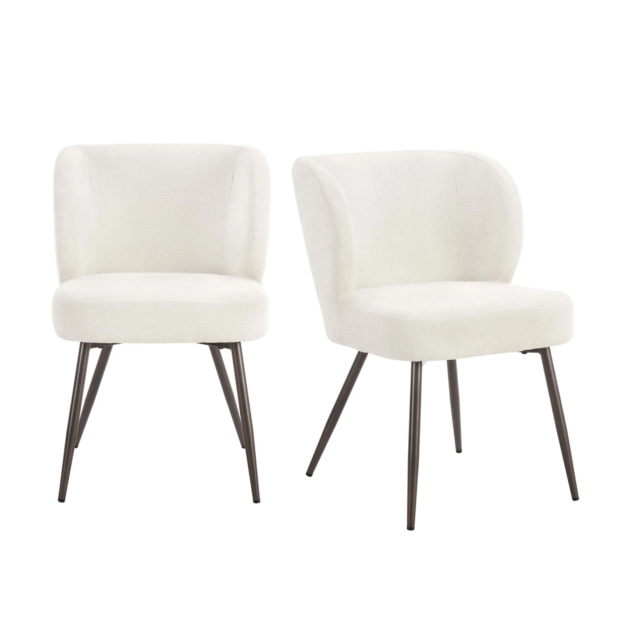 Mabel Set of 2 Dining Chairs - Ivory Chenille - Image 2