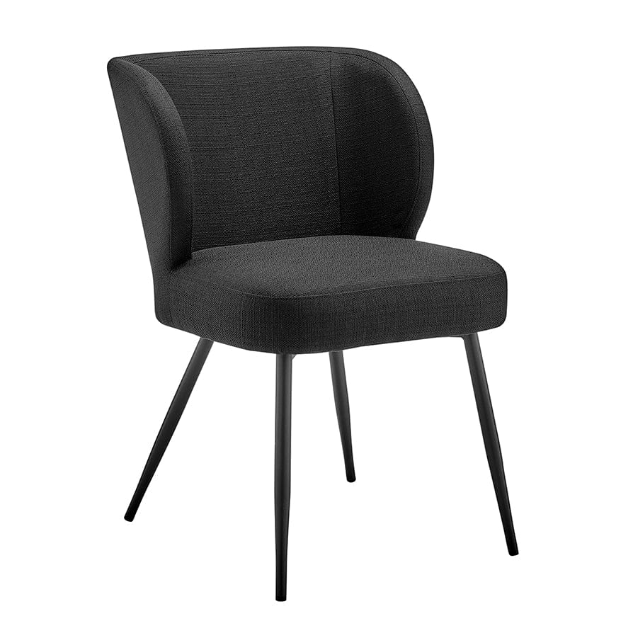 Mabel Set of 2 Dining Chairs - Linen Look - Black - Image 3