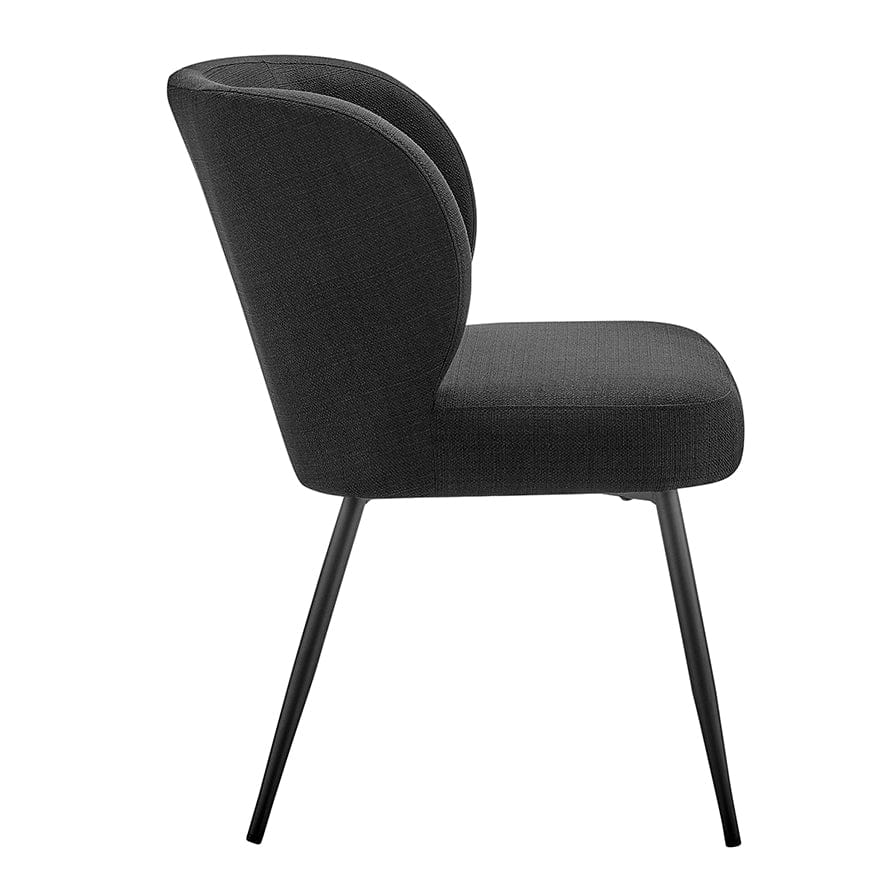 Mabel Set of 2 Dining Chairs - Linen Look - Black - Image 4