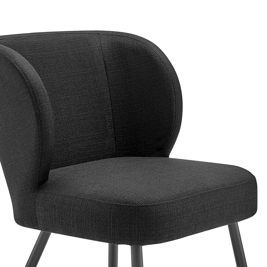 Mabel Set of 2 Dining Chairs - Linen Look - Black - Image 6