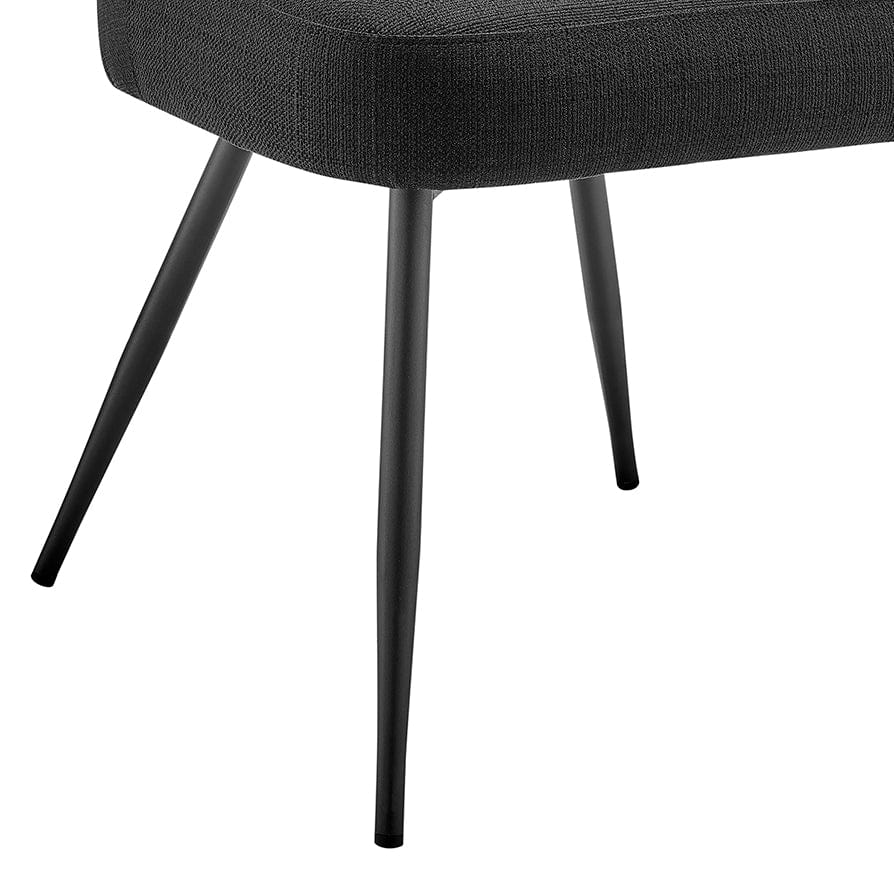 Mabel Set of 2 Dining Chairs - Linen Look - Black - Image 7