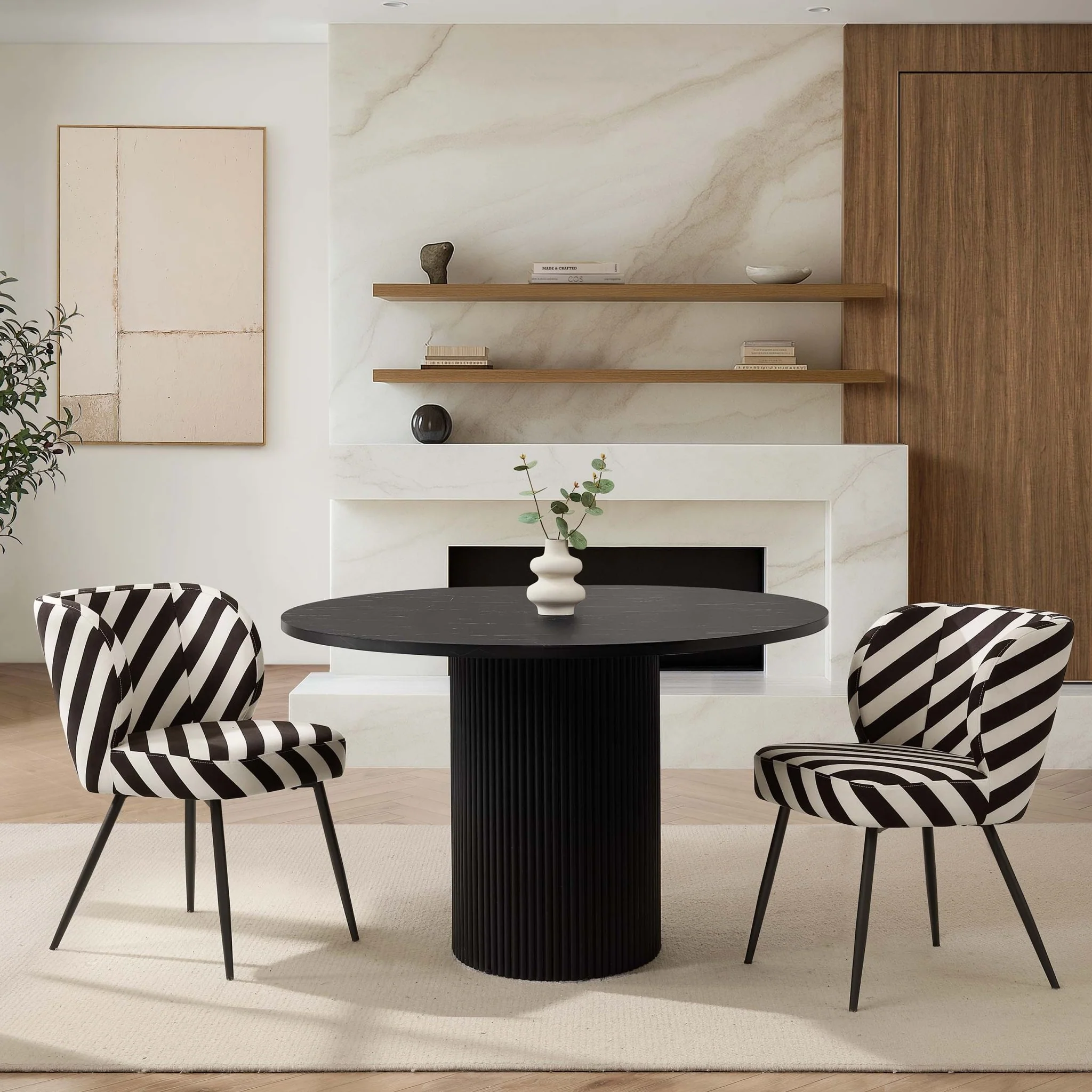Mabel Set of 2 Dining Chairs - Mono Stripe